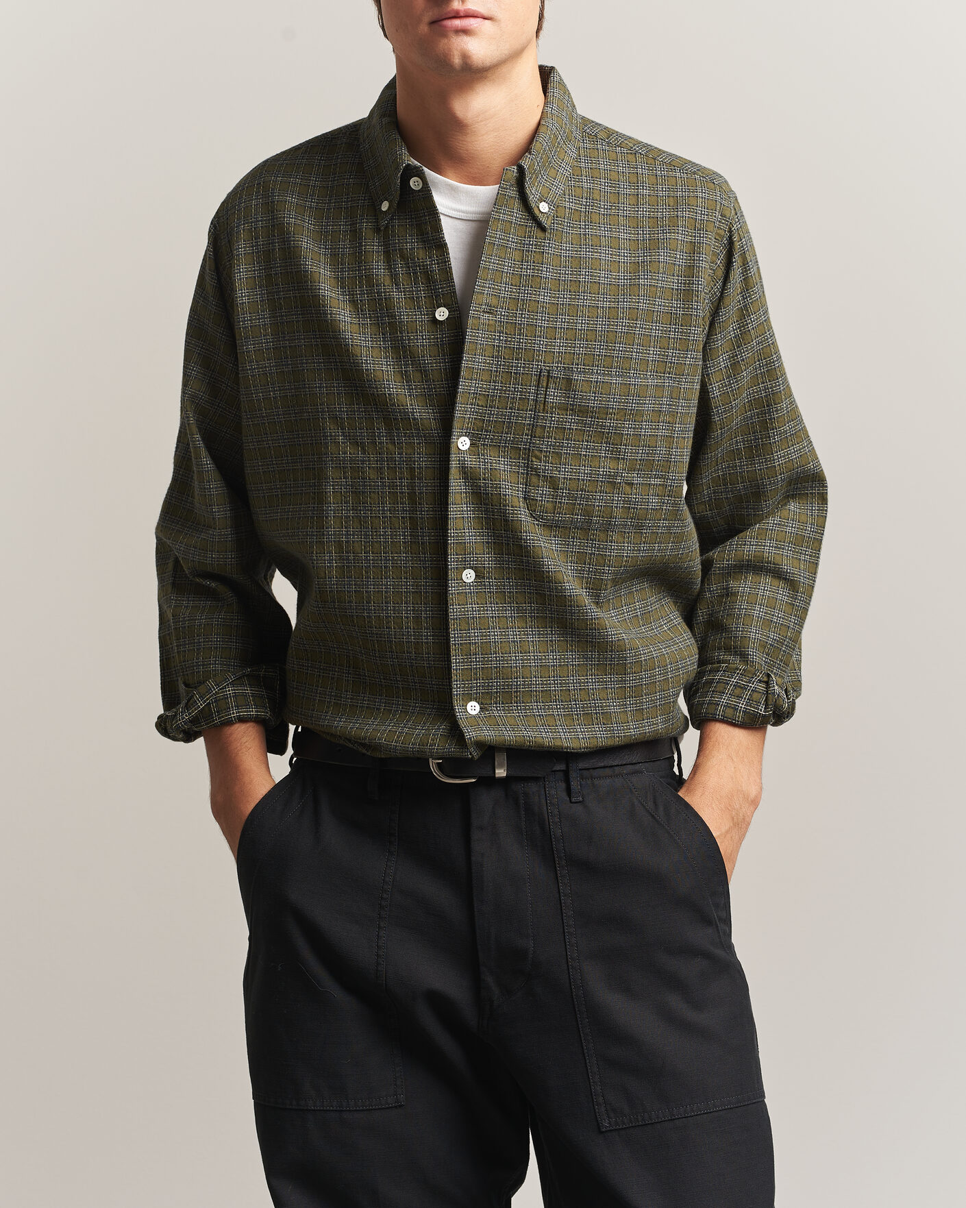 Hombres | Camisas | BEAMS PLUS | Dobby Plaid Button Down Shirt Dark Green