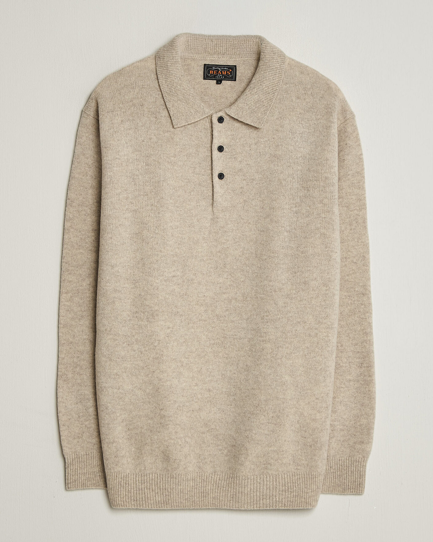 Hombres | Jerséis y prendas de punto | BEAMS PLUS | Knitted Wool Polo Beige