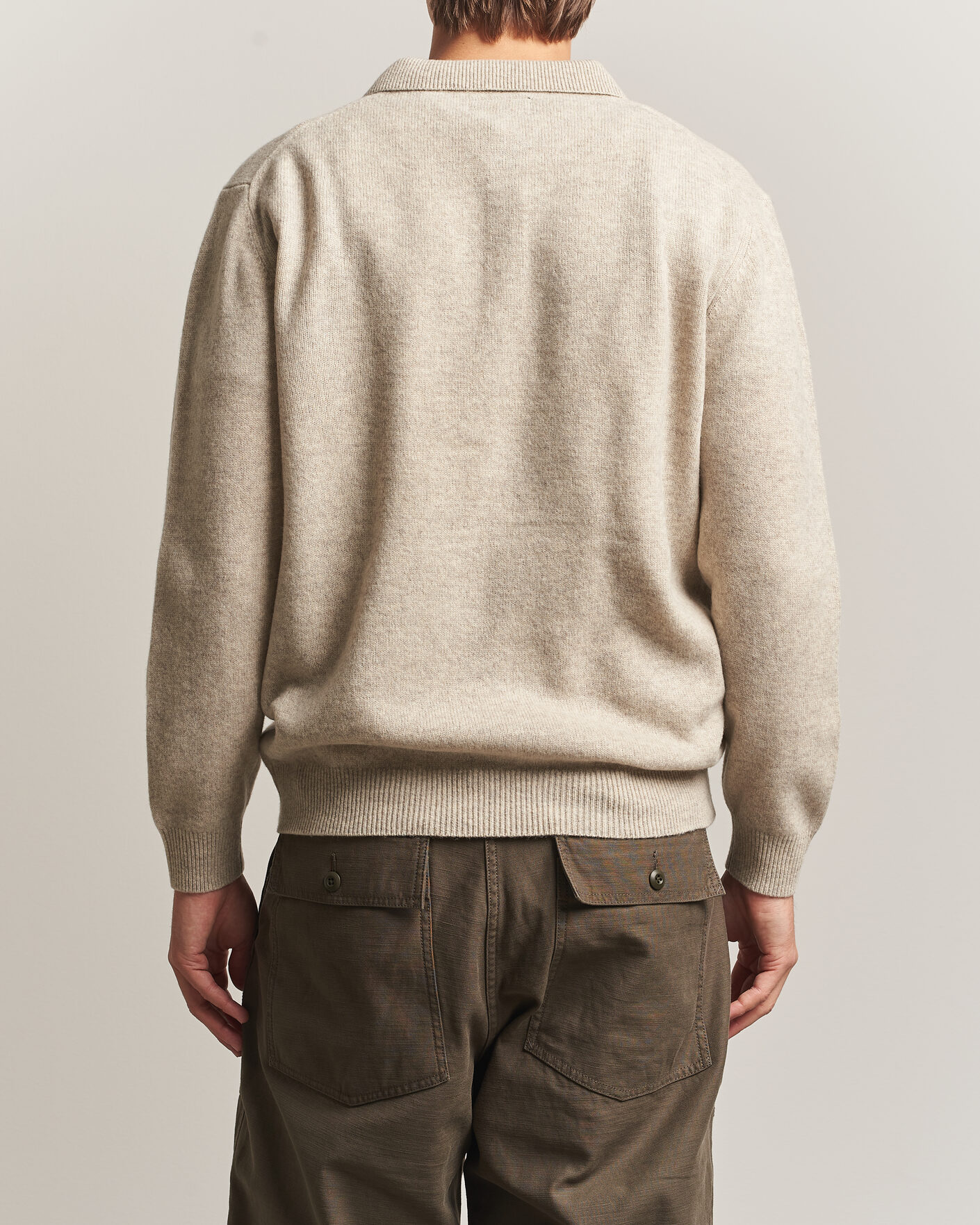 Hombres | Jerséis y prendas de punto | BEAMS PLUS | Knitted Wool Polo Beige