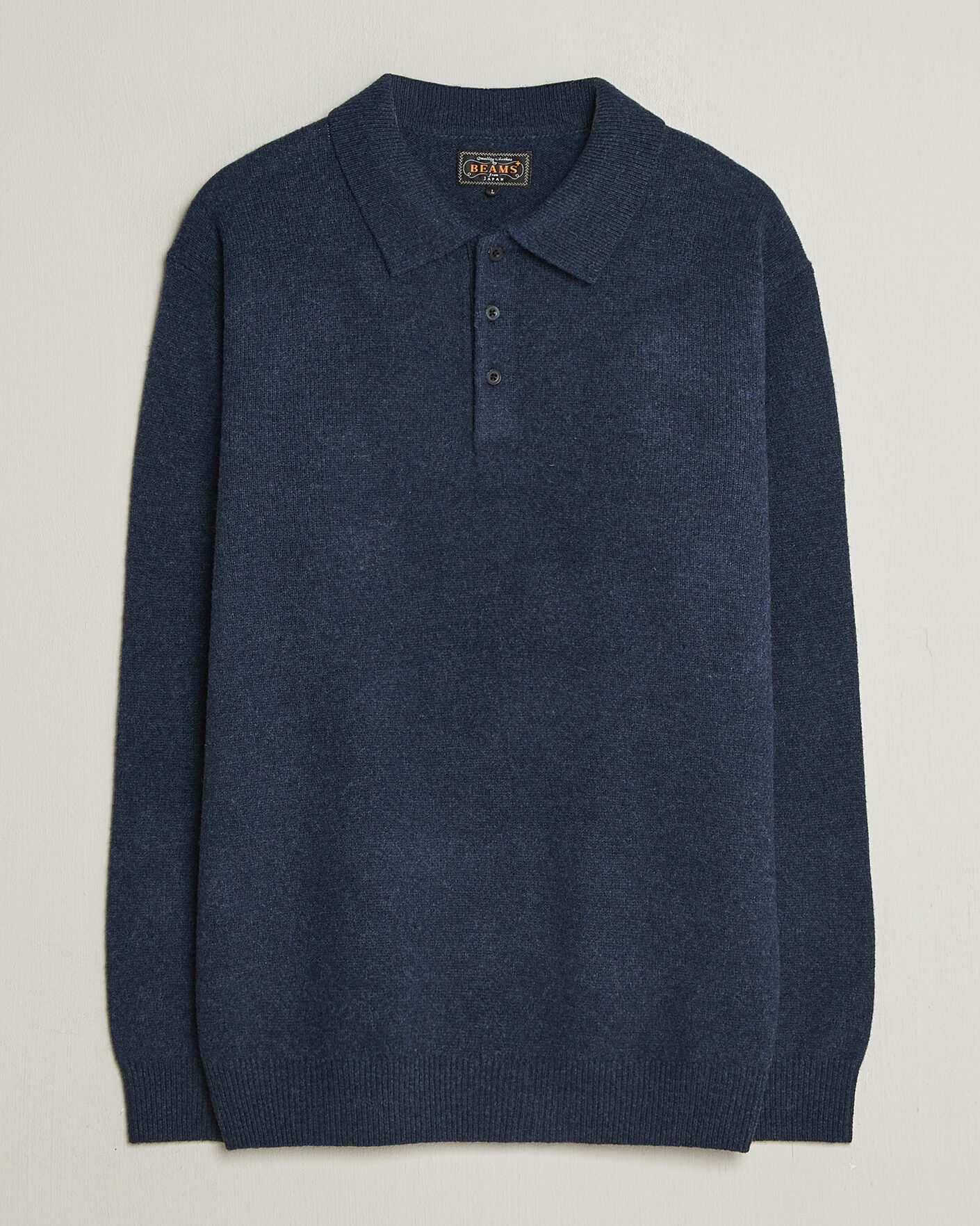 Hombres | Jerséis y prendas de punto | BEAMS PLUS | Knitted Wool Polo Navy