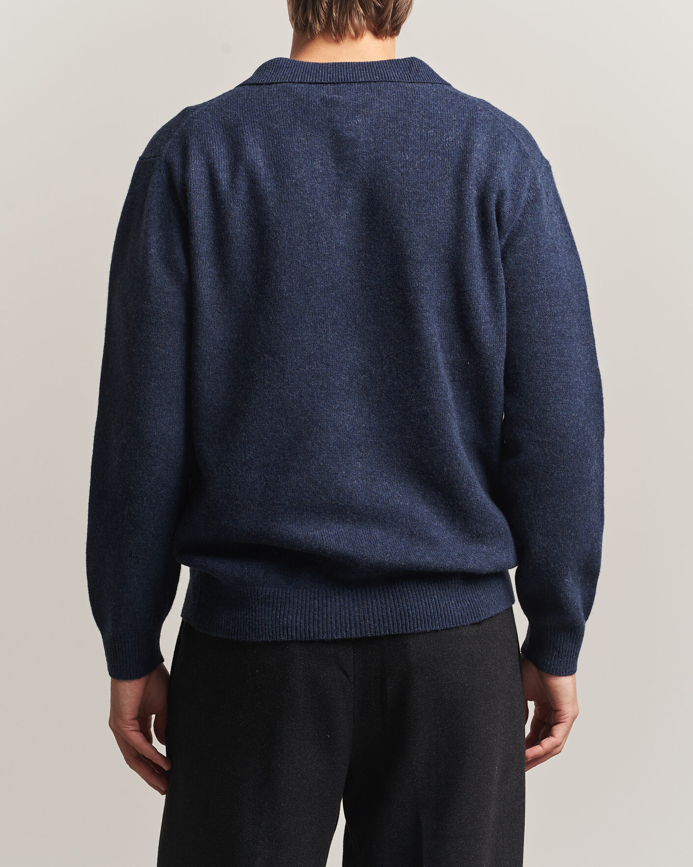 Hombres | Jerséis y prendas de punto | BEAMS PLUS | Knitted Wool Polo Navy