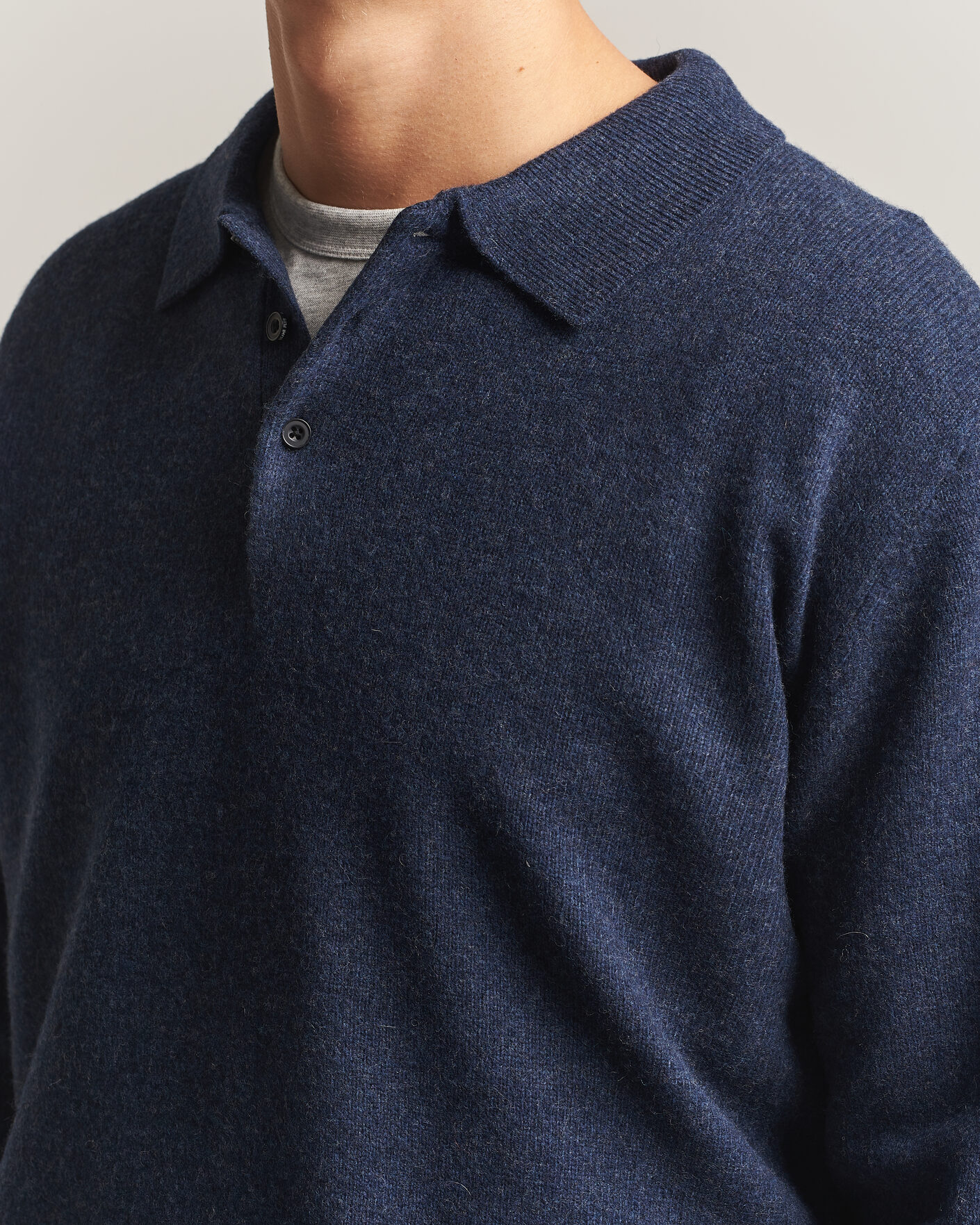 Hombres | Jerséis y prendas de punto | BEAMS PLUS | Knitted Wool Polo Navy