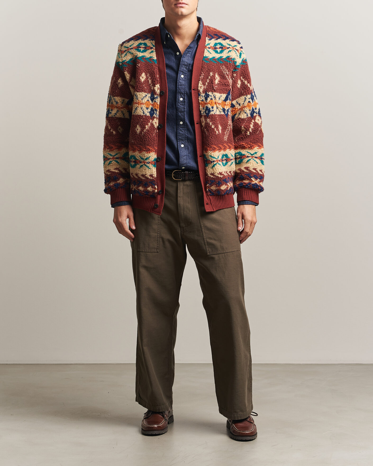 Hombres | Jerséis y prendas de punto | BEAMS PLUS | Boa Jacquard Cardigan Brown