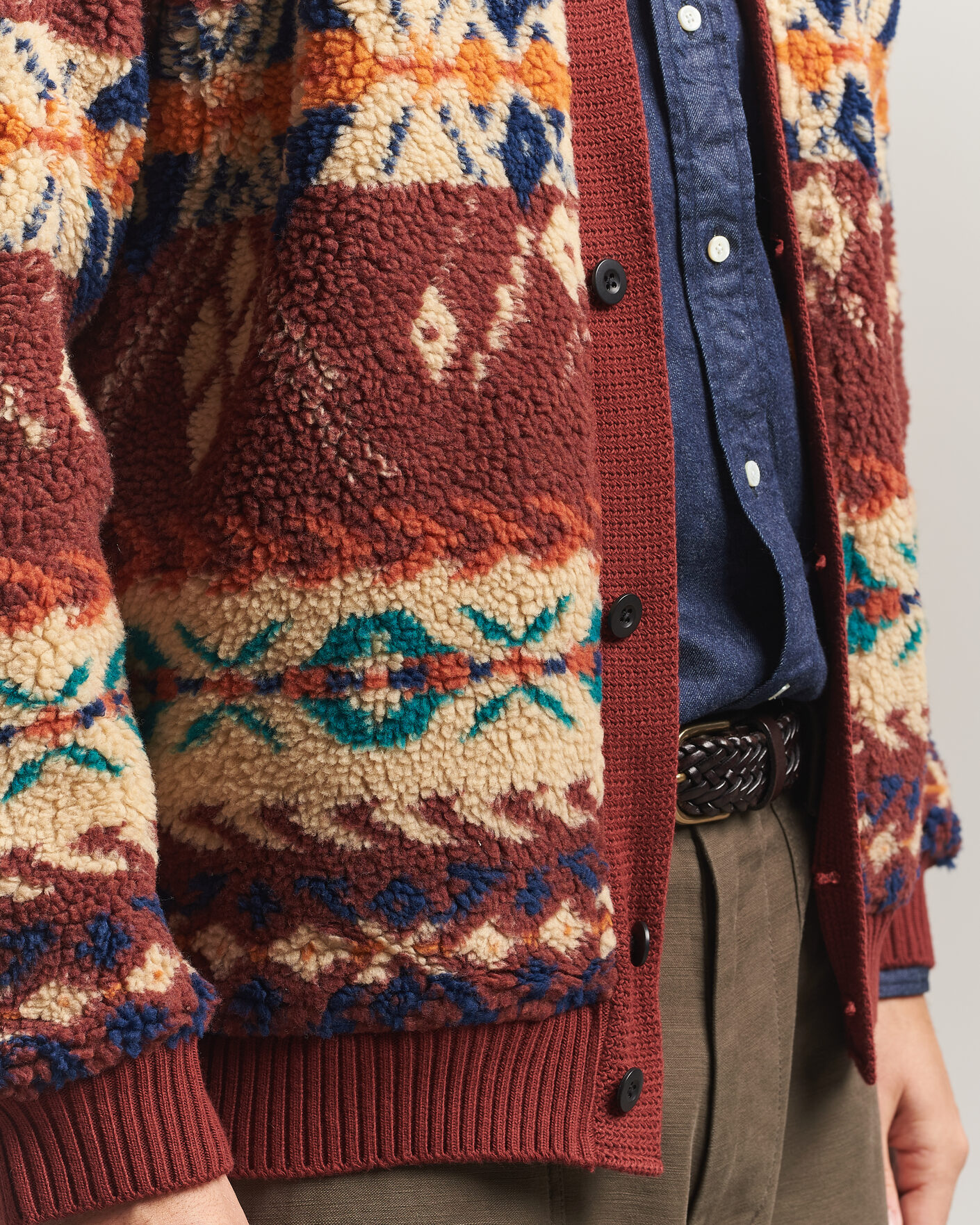 Hombres | Jerséis y prendas de punto | BEAMS PLUS | Boa Jacquard Cardigan Brown