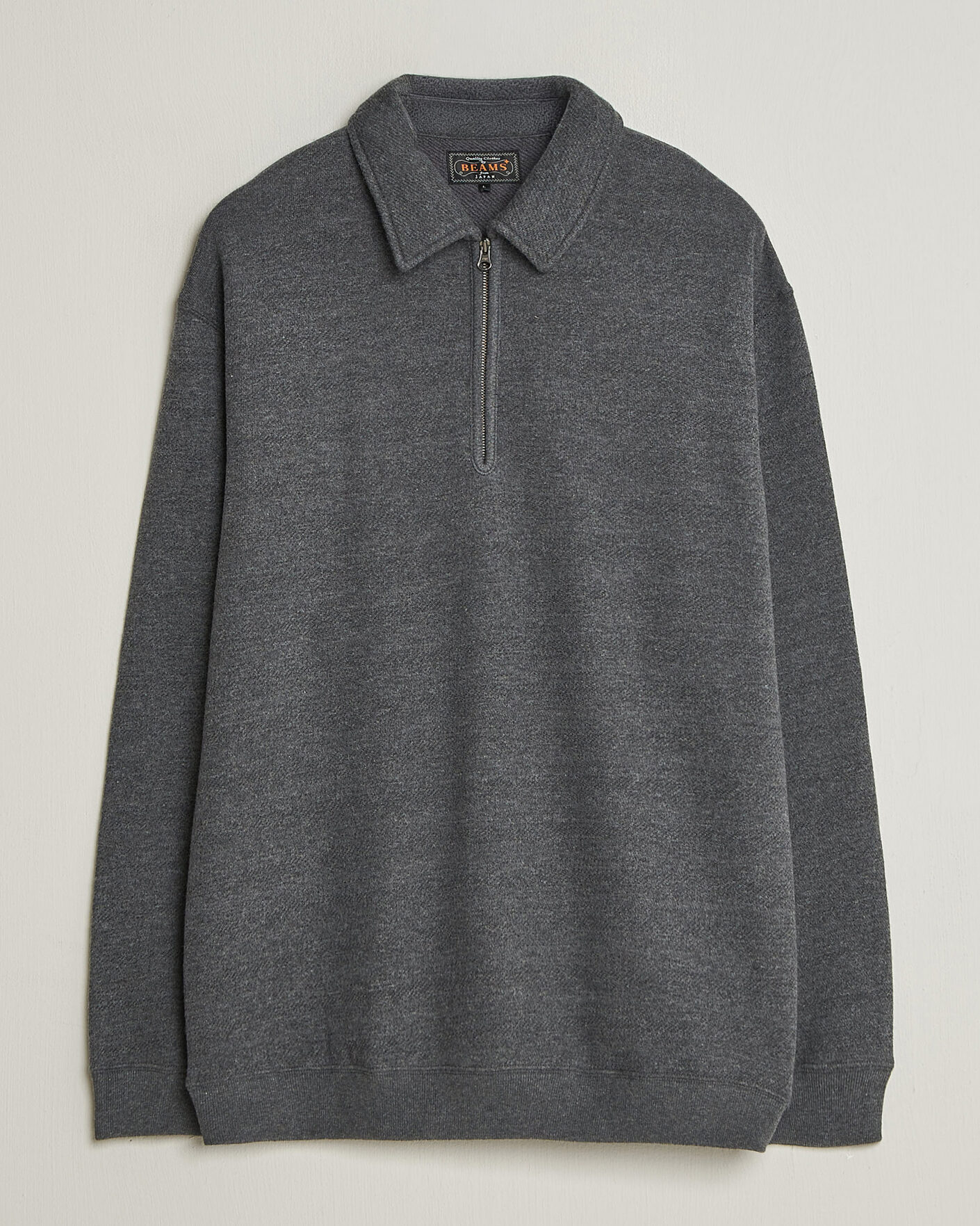 Hombres | Jerséis y prendas de punto | BEAMS PLUS | Wool/Cotton Half Zip Charcoal