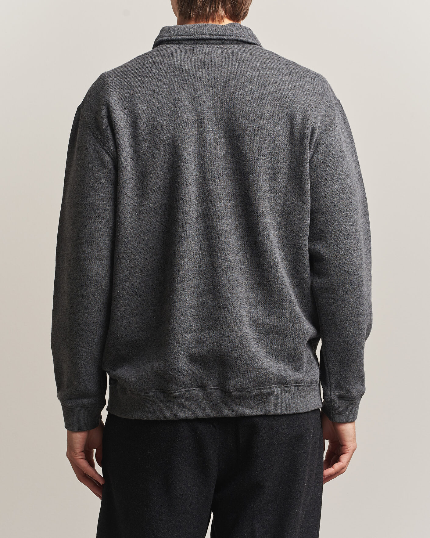 Hombres | Jerséis y prendas de punto | BEAMS PLUS | Wool/Cotton Half Zip Charcoal