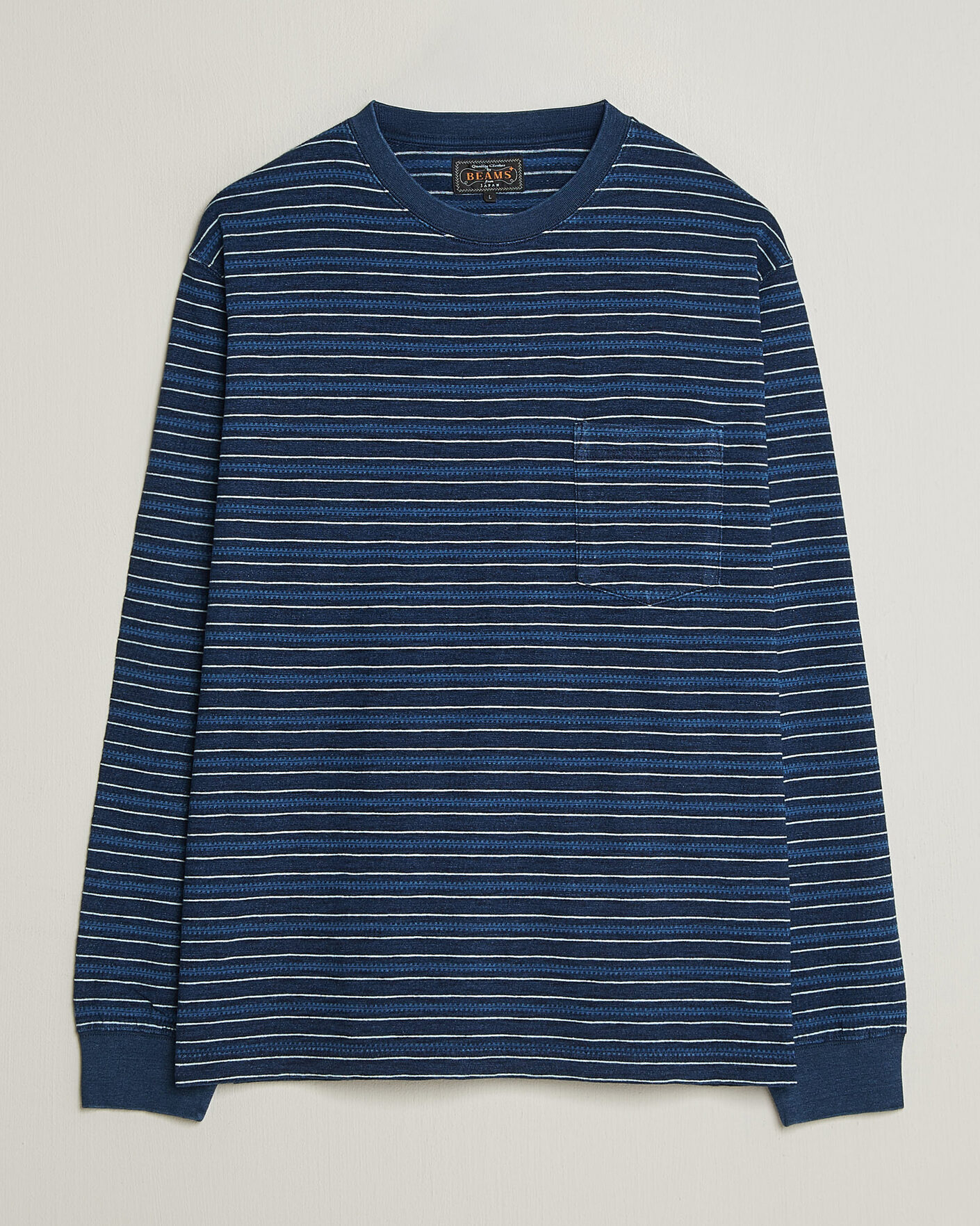 Hombres | Camisetas | BEAMS PLUS | Indigo Stripe LS T-Shirt Navy