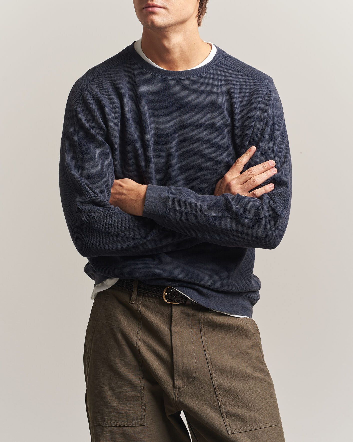 Hombres | Camisetas | BEAMS PLUS | Fade Thermal Crew Navy