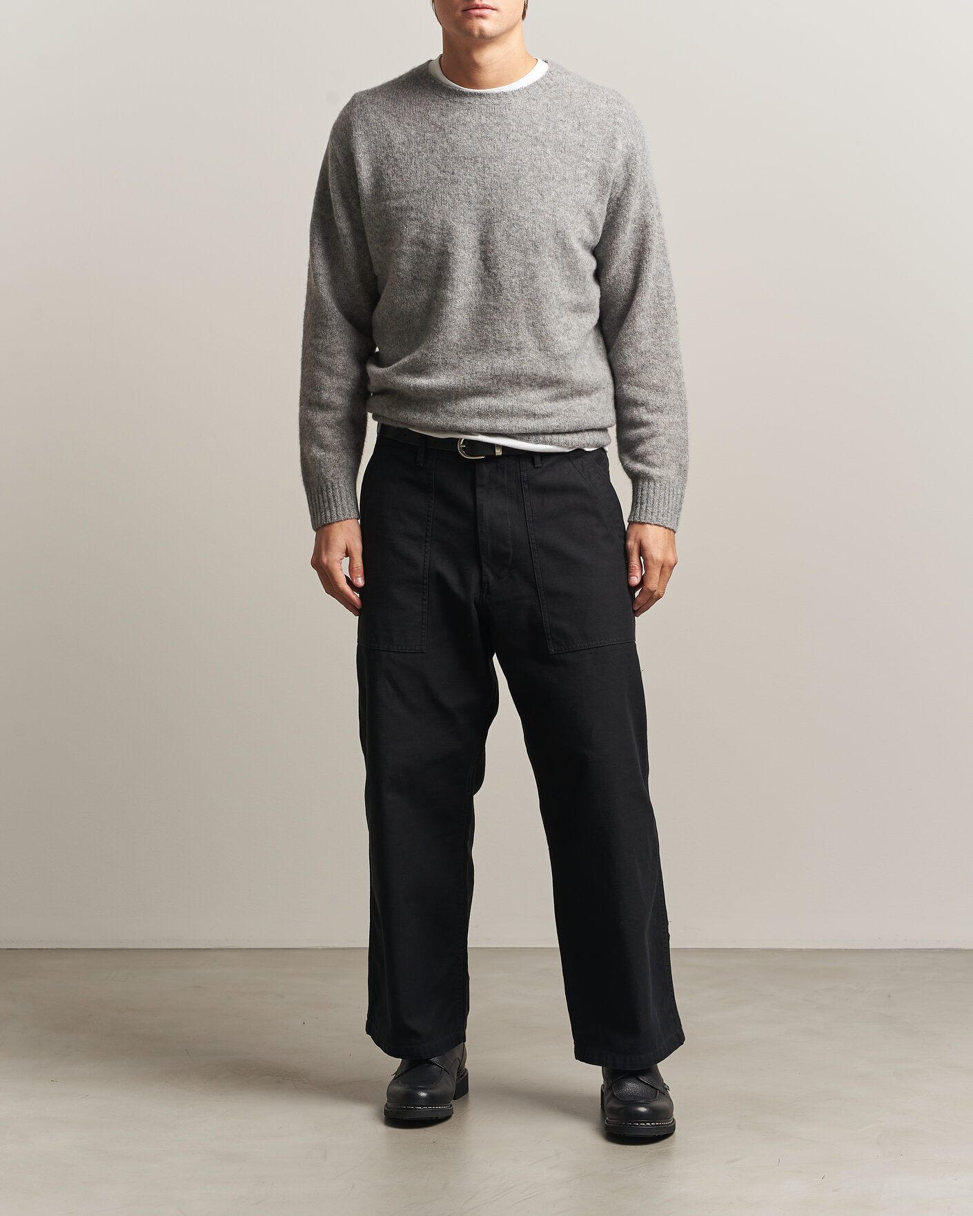 Hombres | Jerséis y prendas de punto | BEAMS PLUS | Cashmere/Silk Crew Neck Grey Melange