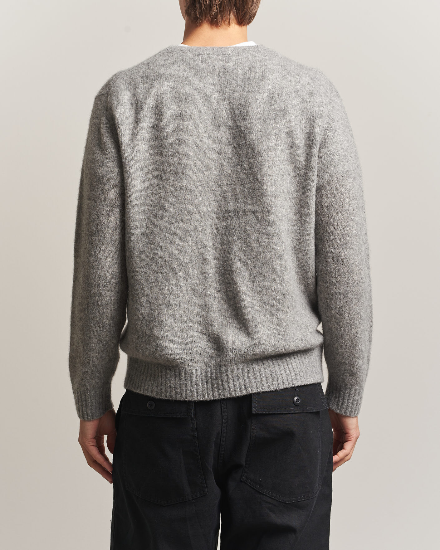 Hombres | Jerséis y prendas de punto | BEAMS PLUS | Cashmere/Silk Crew Neck Grey Melange