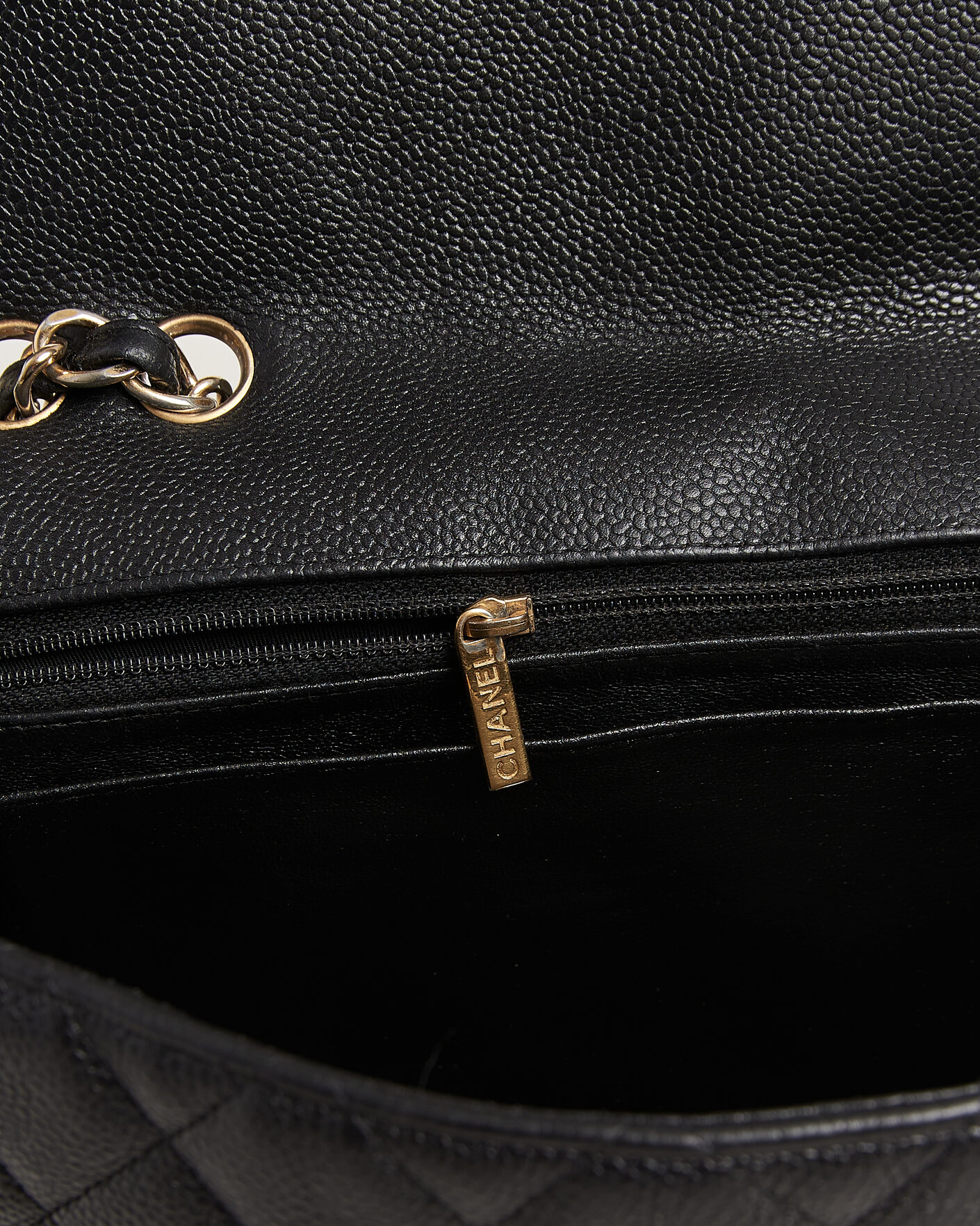 Hombres | Pre-Owned & Vintage Bags | Chanel Pre-Owned | Classic Jumbo Single Flap Bag Caviar Black