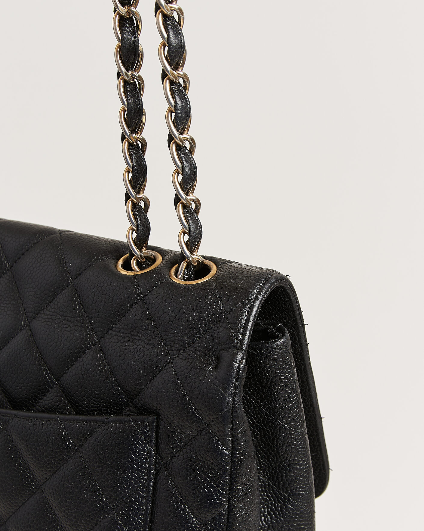 Hombres | Pre-Owned & Vintage Bags | Chanel Pre-Owned | Classic Jumbo Single Flap Bag Caviar Black