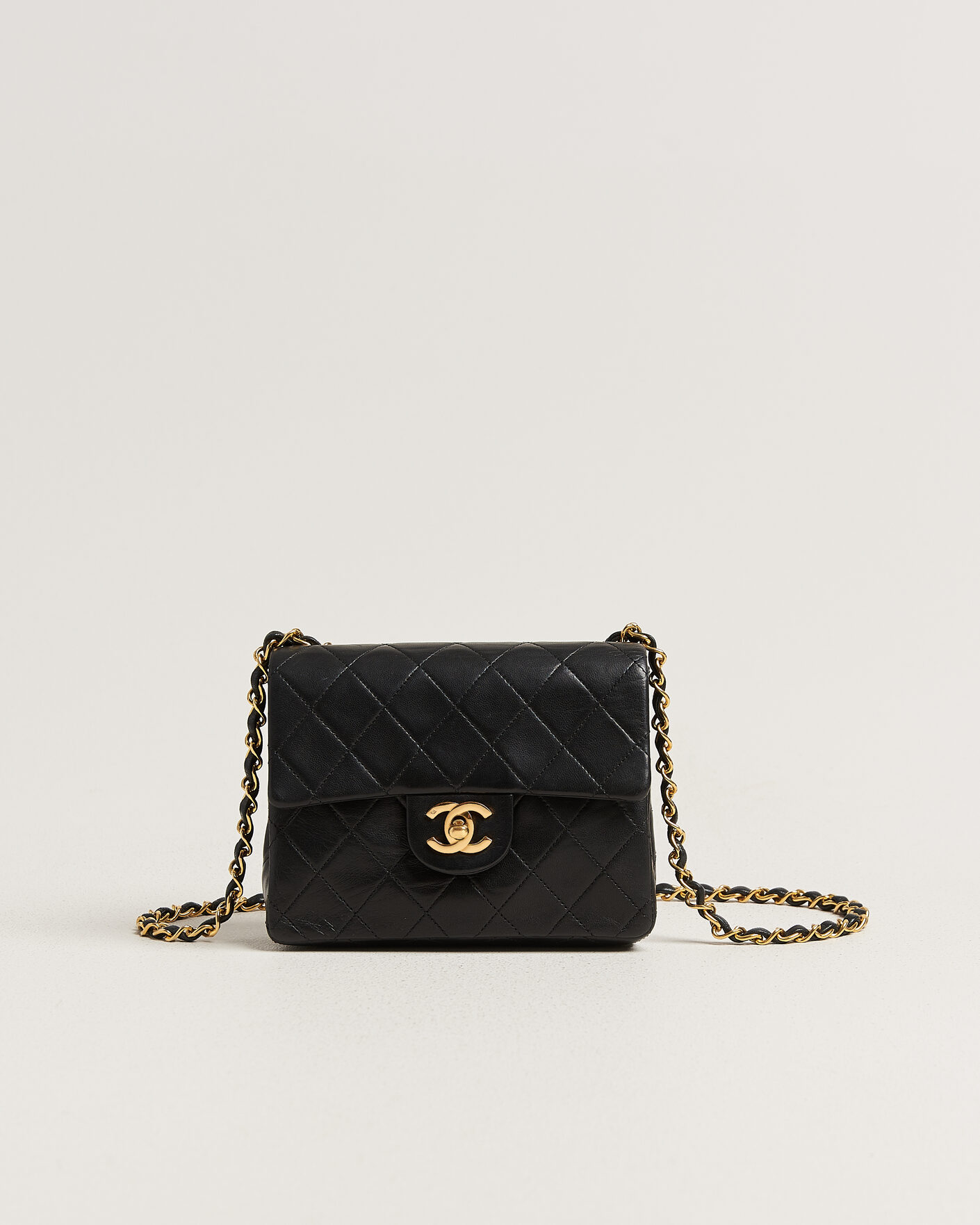 Hombres | Pre-Owned & Vintage Bags | Chanel Pre-Owned | Classic Mini Square Single Flap Bag Lambskin Black