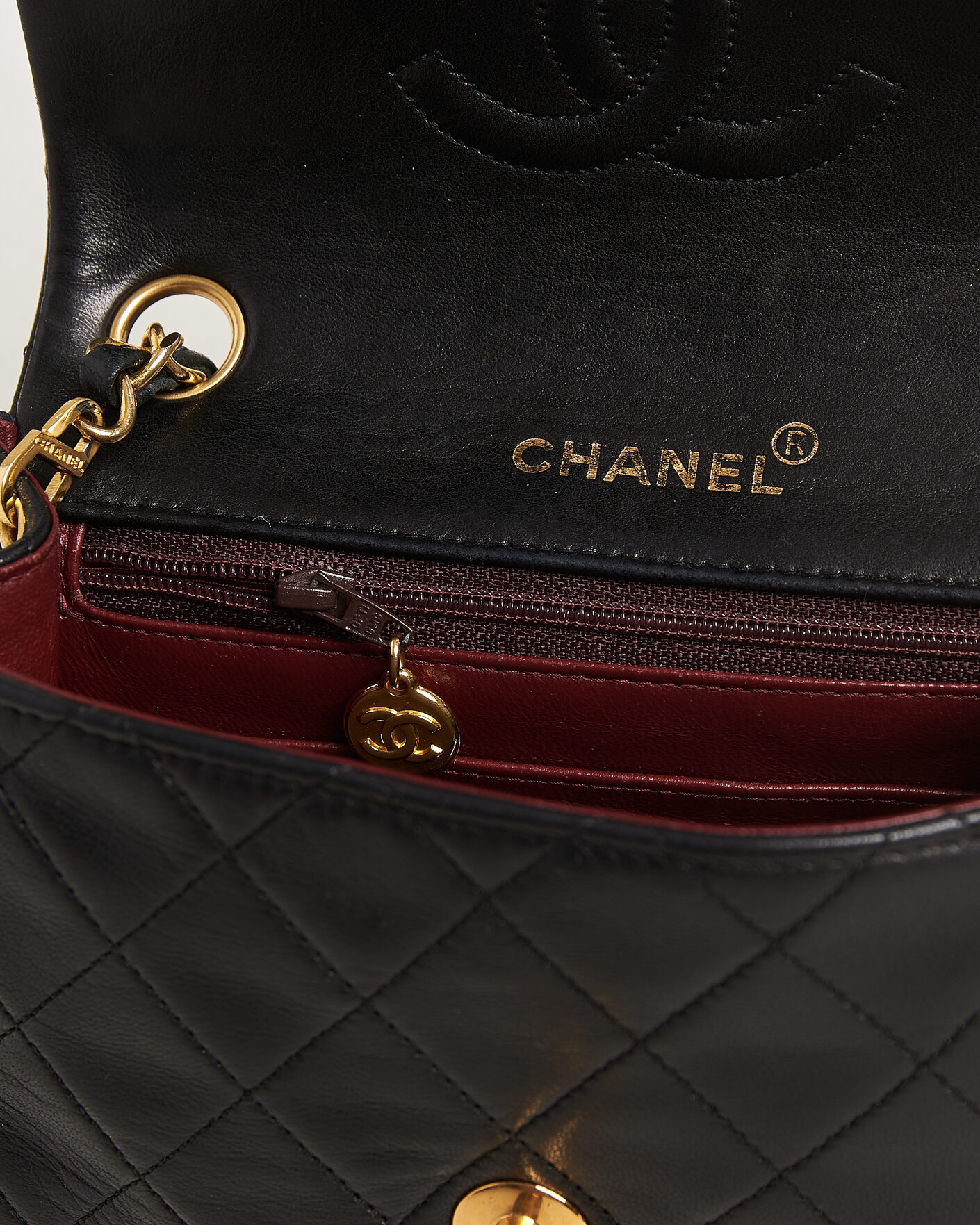 Hombres | Pre-Owned & Vintage Bags | Chanel Pre-Owned | Classic Mini Square Single Flap Bag Lambskin Black