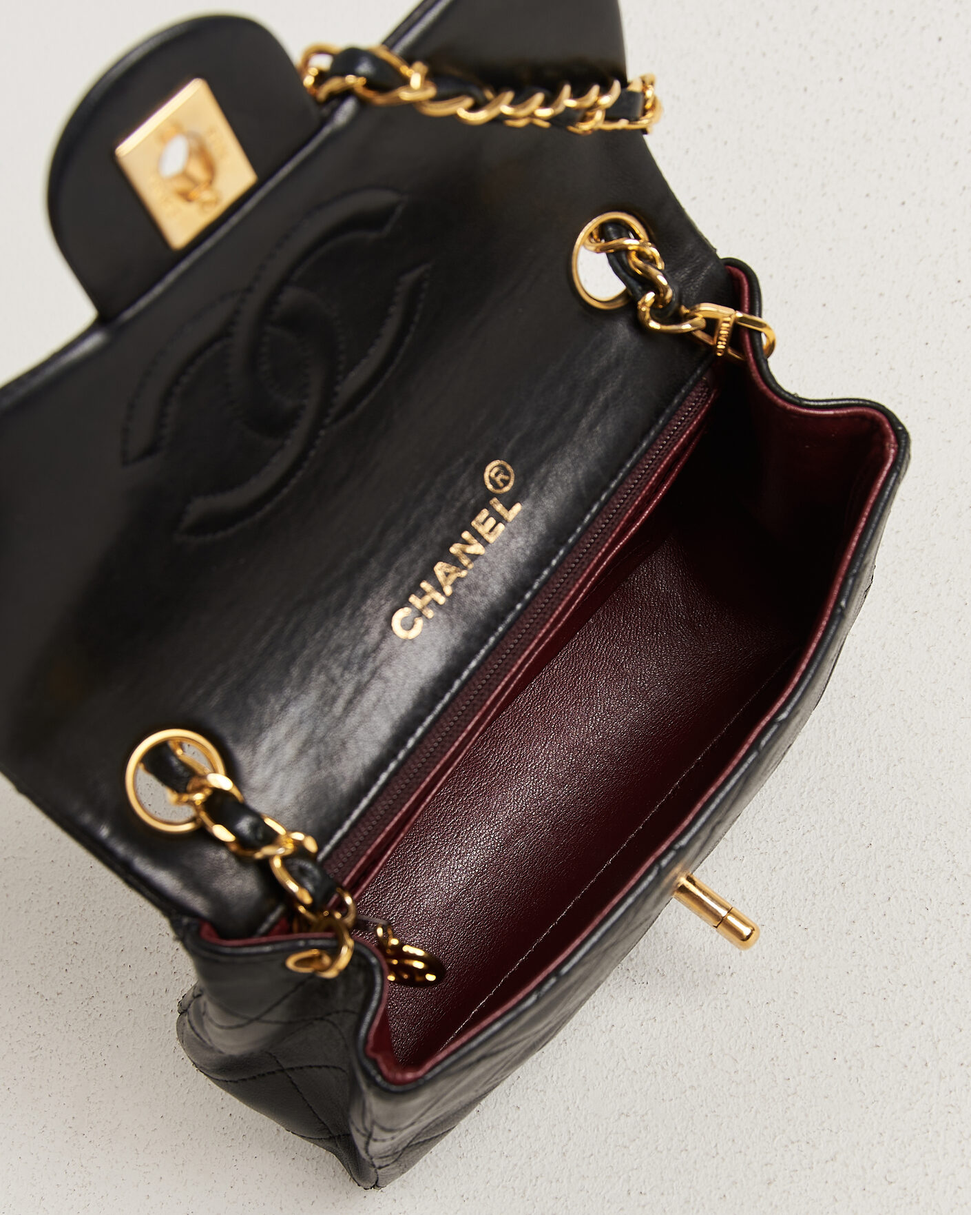 Hombres | Pre-Owned & Vintage Bags | Chanel Pre-Owned | Classic Mini Square Single Flap Bag Lambskin Black