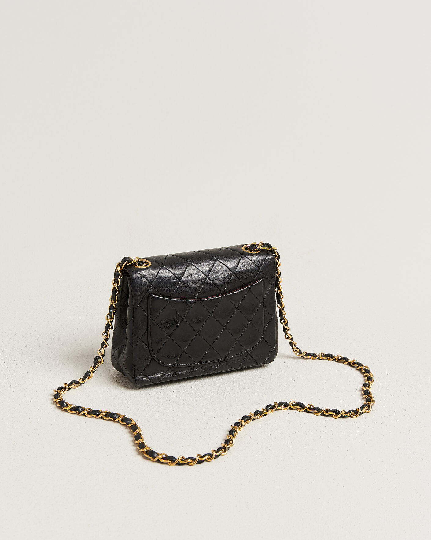 Hombres | Pre-Owned & Vintage Bags | Chanel Pre-Owned | Classic Mini Square Single Flap Bag Lambskin Black