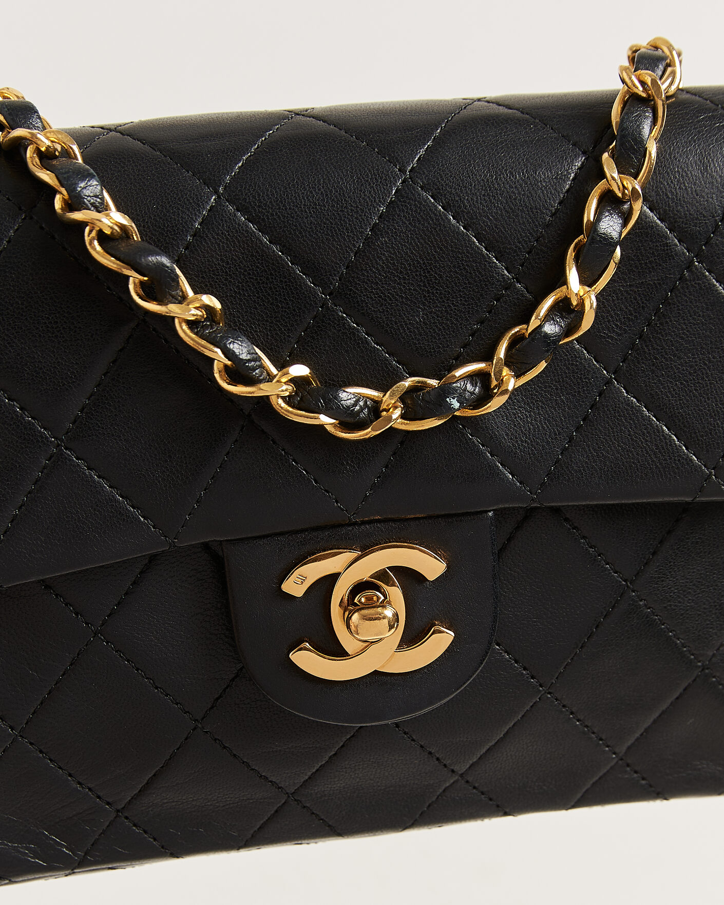 Hombres | Pre-Owned & Vintage Bags | Chanel Pre-Owned | Classic Mini Square Single Flap Bag Lambskin Black