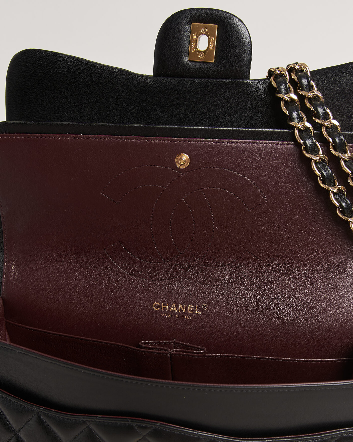 Hombres | Pre-Owned & Vintage Bags | Chanel Pre-Owned | Classic Jumbo Double Flap Bag Lambskin Black