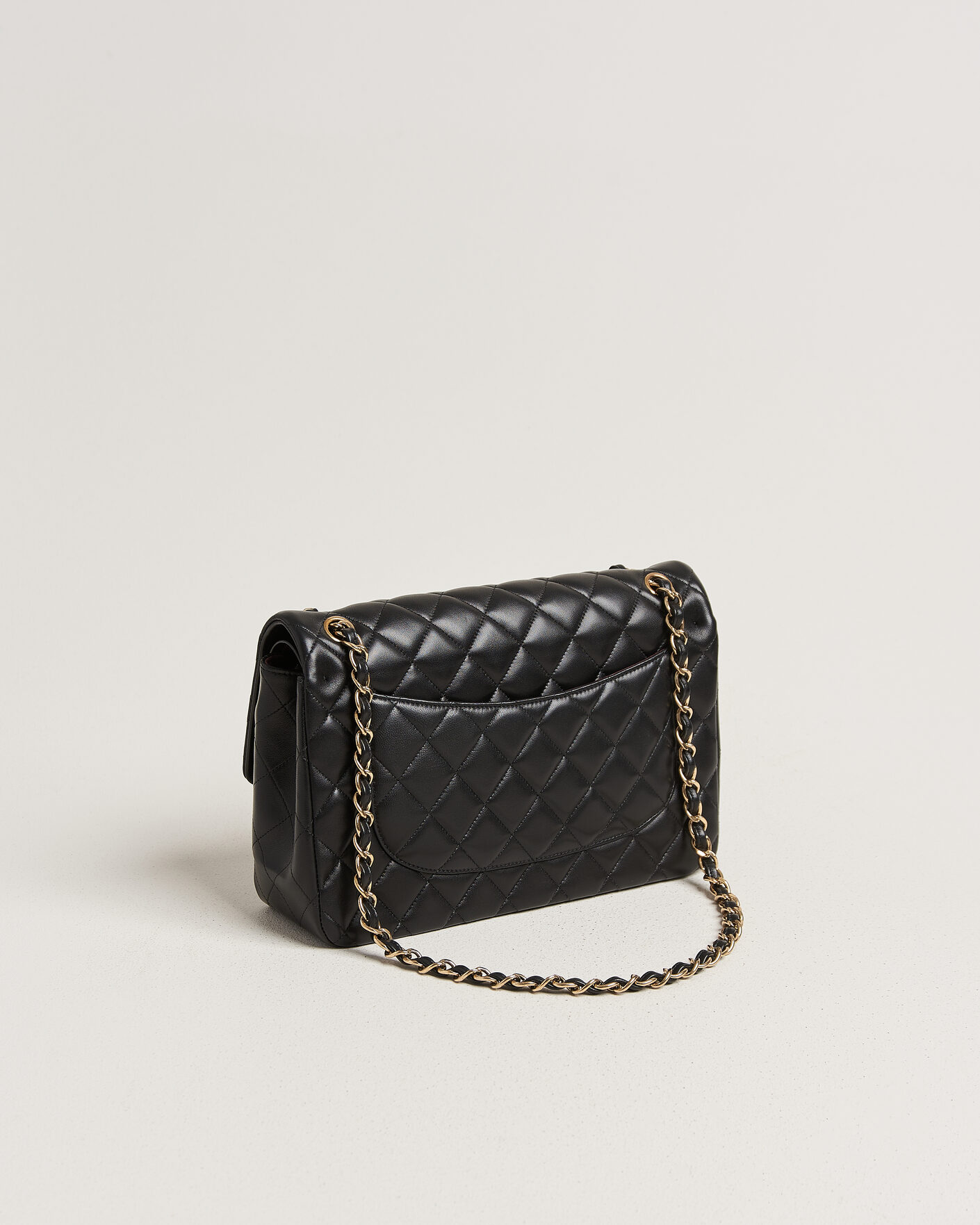 Hombres | Pre-Owned & Vintage Bags | Chanel Pre-Owned | Classic Jumbo Double Flap Bag Lambskin Black