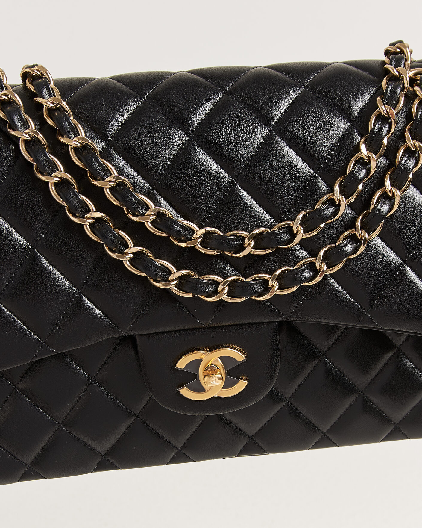 Hombres | Pre-Owned & Vintage Bags | Chanel Pre-Owned | Classic Jumbo Double Flap Bag Lambskin Black
