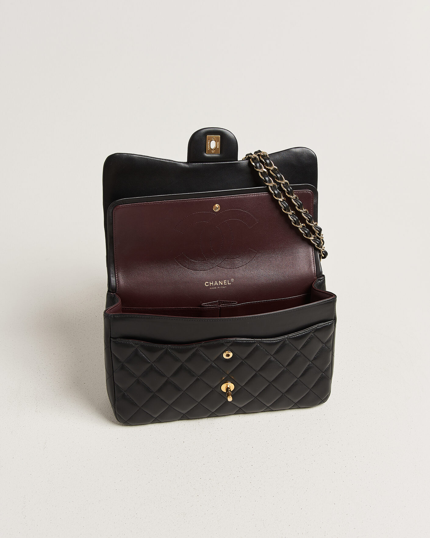 Hombres | Pre-Owned & Vintage Bags | Chanel Pre-Owned | Classic Jumbo Double Flap Bag Lambskin Black
