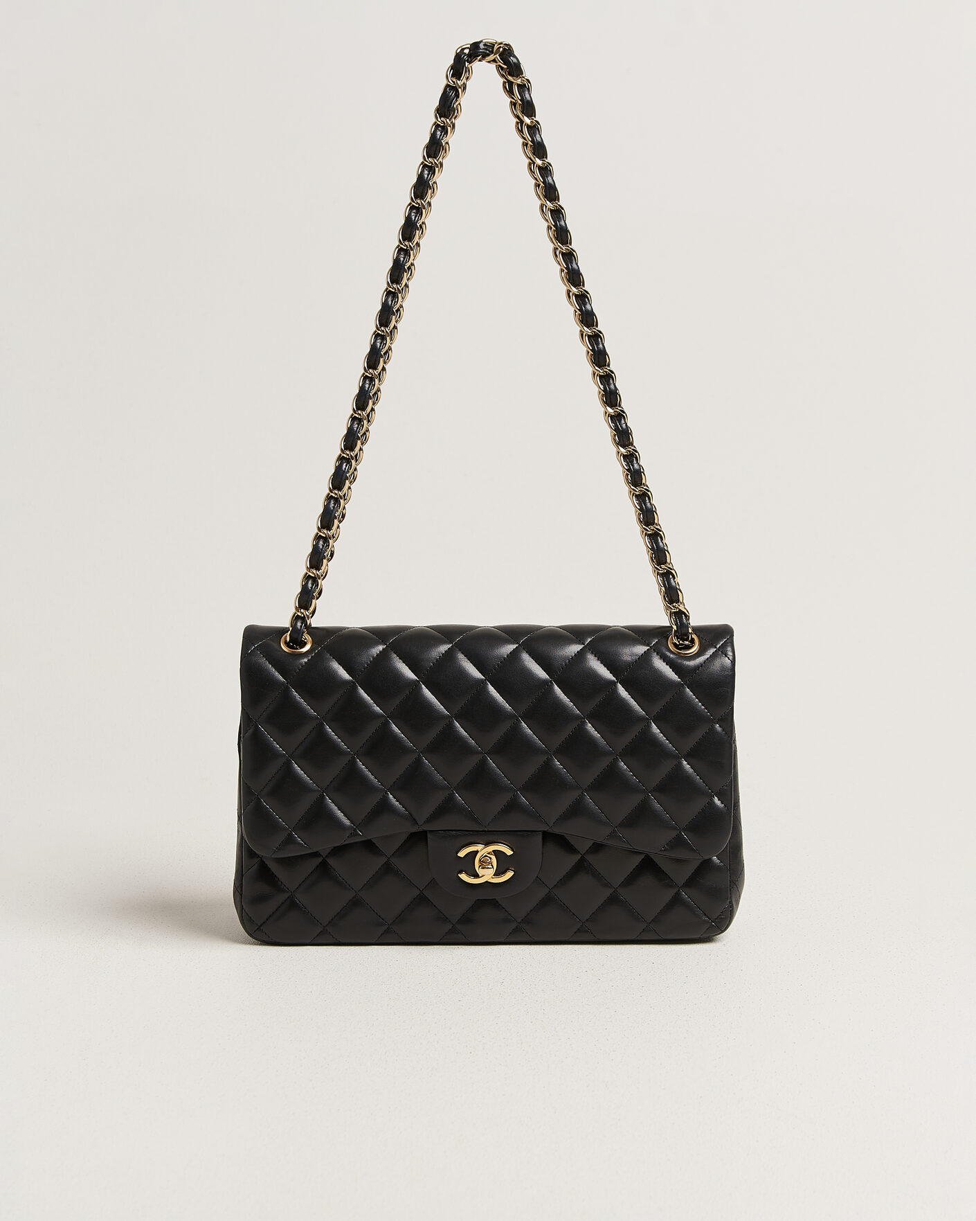 Hombres | Pre-Owned & Vintage Bags | Chanel Pre-Owned | Classic Jumbo Double Flap Bag Lambskin Black