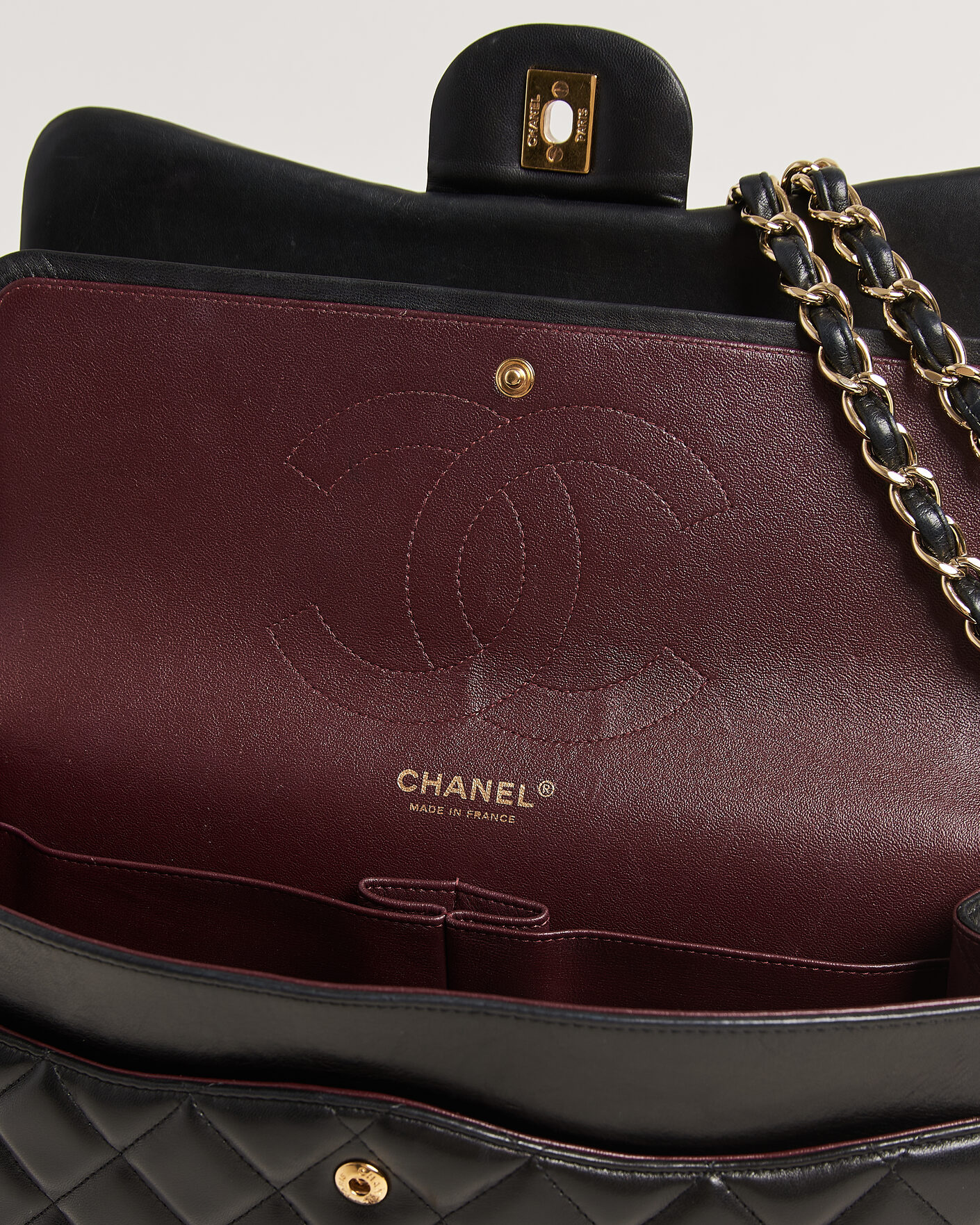 Hombres | Pre-Owned & Vintage Bags | Chanel Pre-Owned | Classic Jumbo Double Flap Bag Lambskin Black