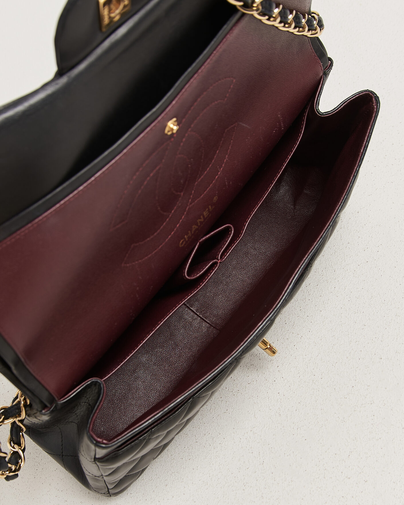 Hombres | Pre-Owned & Vintage Bags | Chanel Pre-Owned | Classic Jumbo Double Flap Bag Lambskin Black