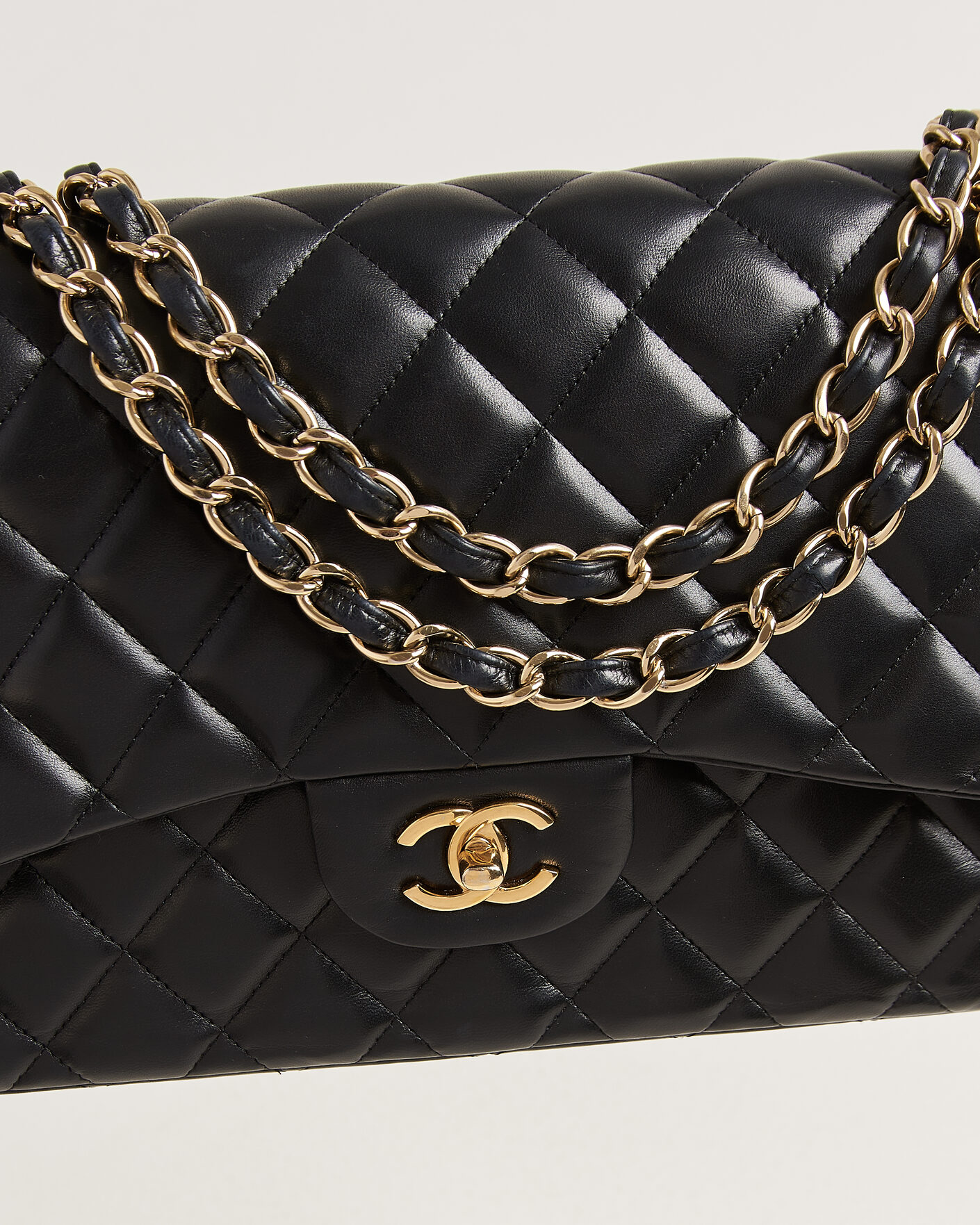 Hombres | Pre-Owned & Vintage Bags | Chanel Pre-Owned | Classic Jumbo Double Flap Bag Lambskin Black