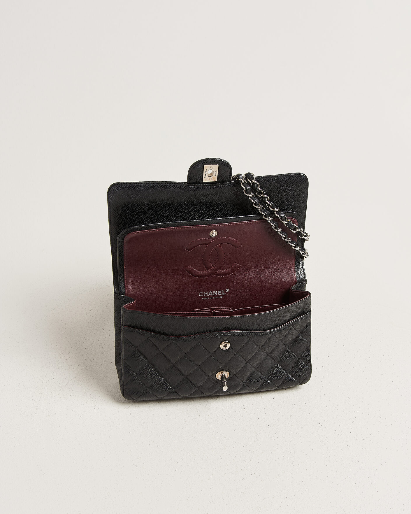 Hombres | Pre-Owned & Vintage Bags | Chanel Pre-Owned | Classic Medium Single Flap Bag Caviar Black