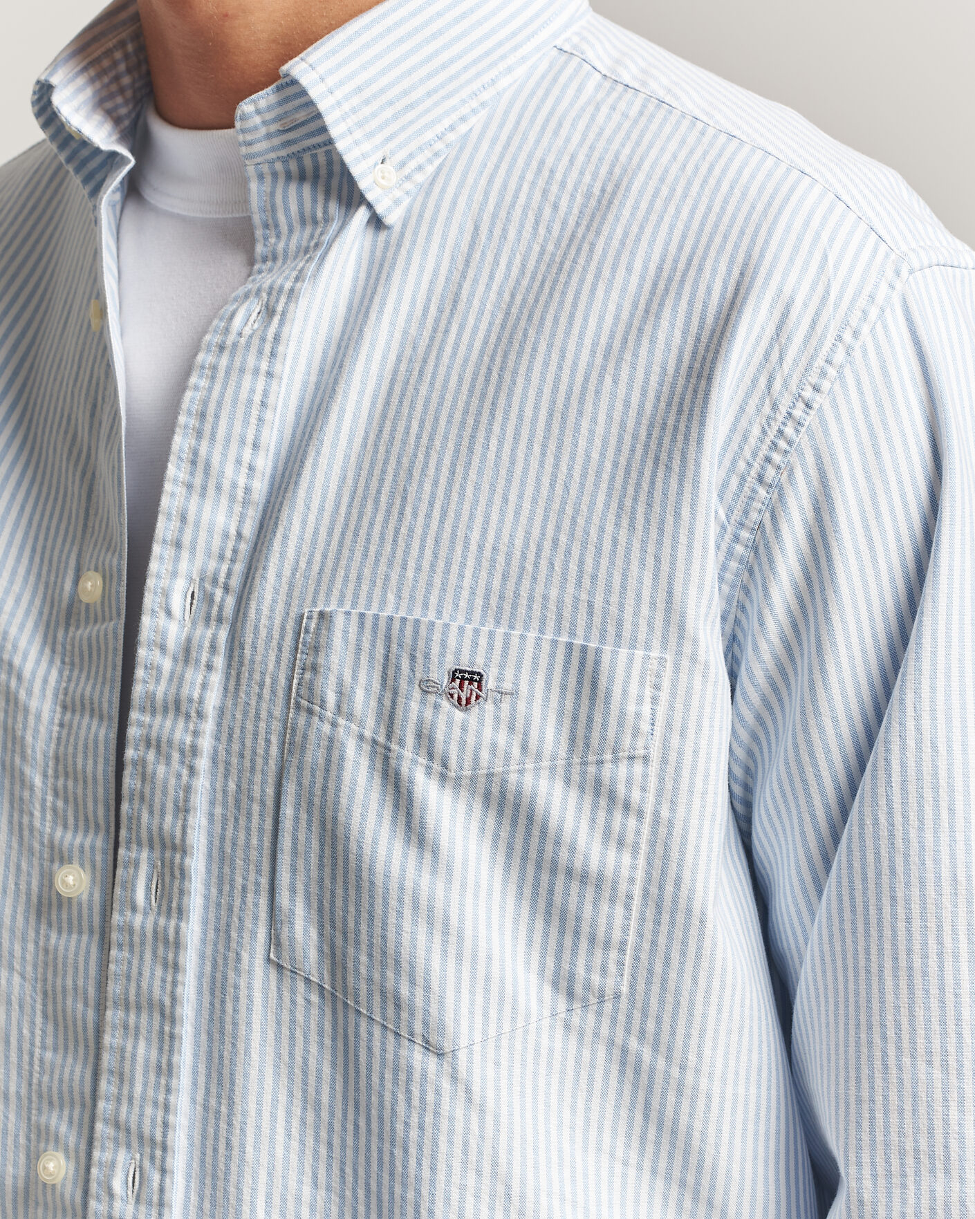 Hombres | Camisas | Gant | Regular Fit Striped Oxford Shirt College Blue