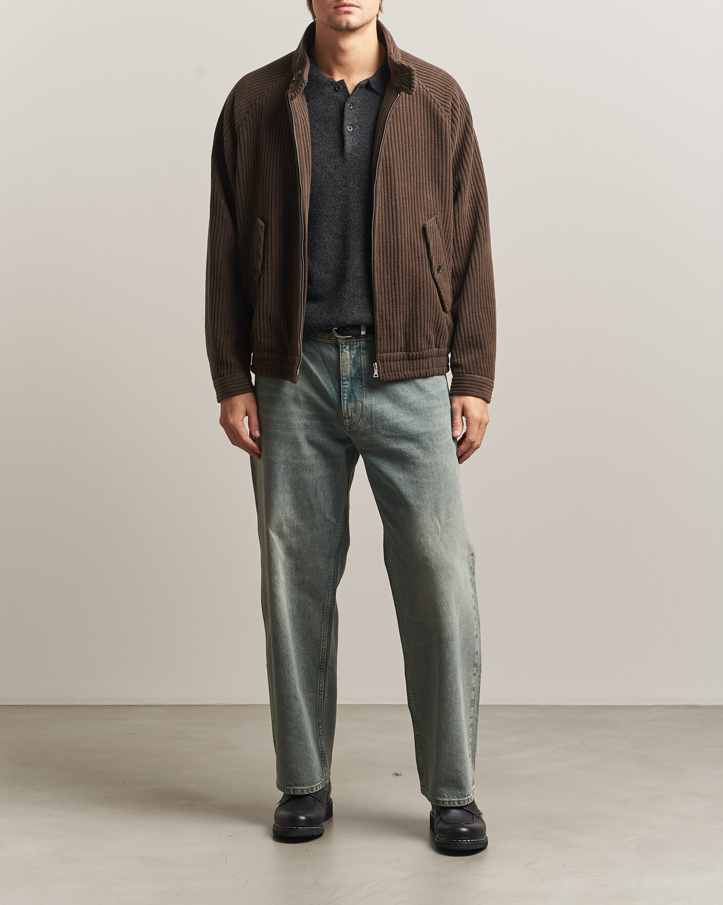 Hombres | Abrigos y chaquetas | Auralee | Wool Cashmere Corduroy Zip Jacket Smoky Brown