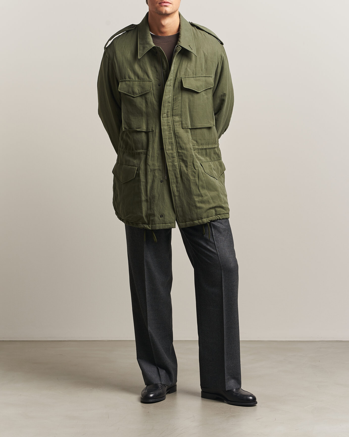 Hombres | Abrigos y chaquetas | Auralee | Brushed Padded Military Jacket Olive