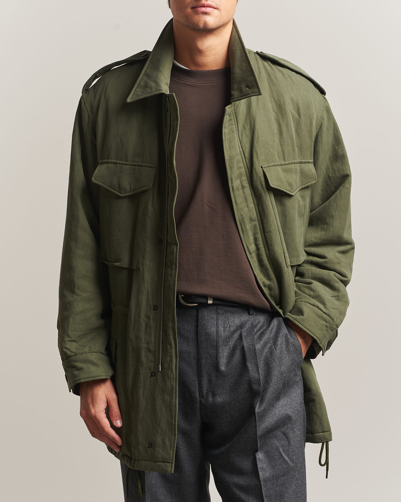 Hombres | Abrigos y chaquetas | Auralee | Brushed Padded Military Jacket Olive