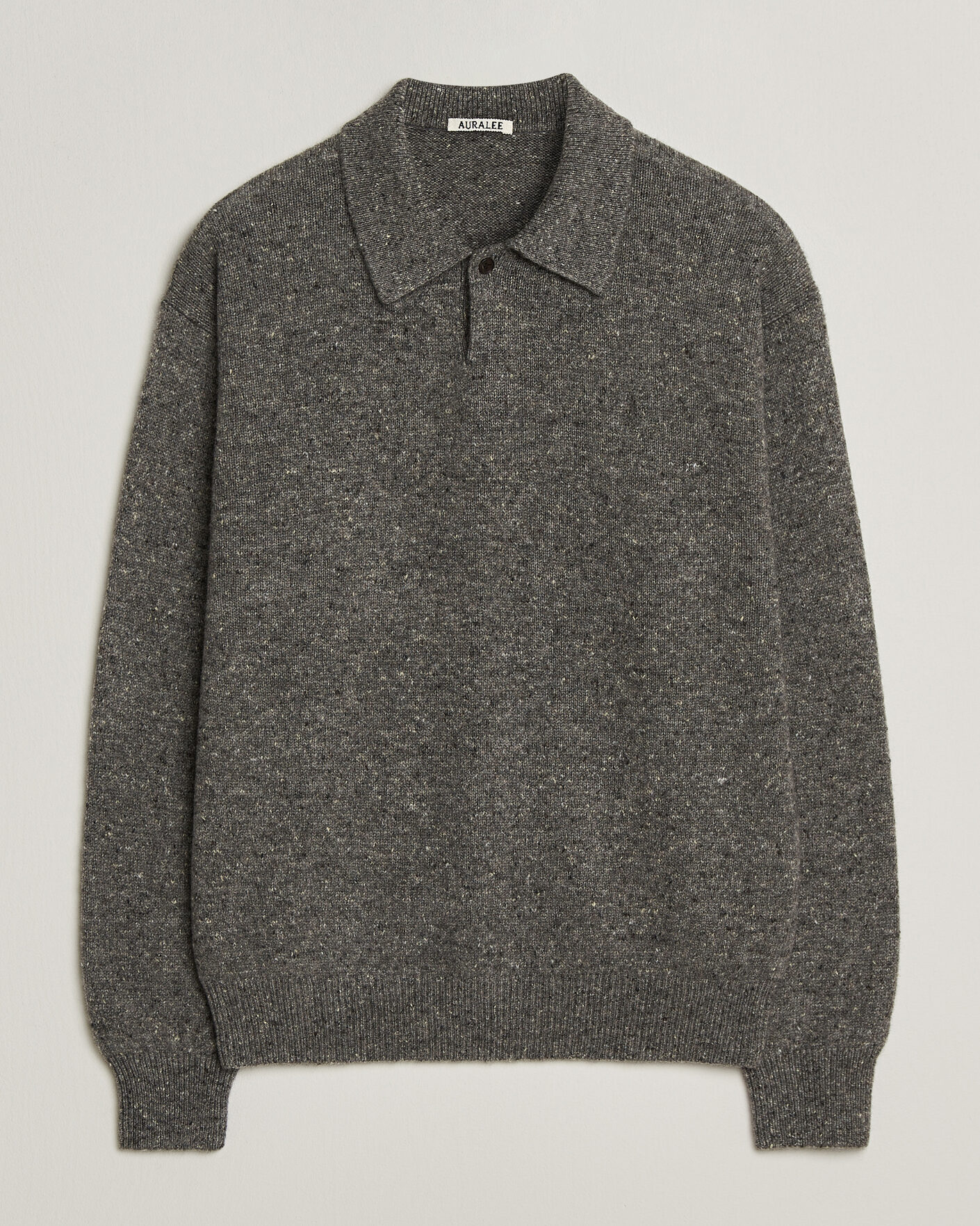 Hombres | Jerséis y prendas de punto | Auralee | Cashmere Nep Knit Polo Mix Gray