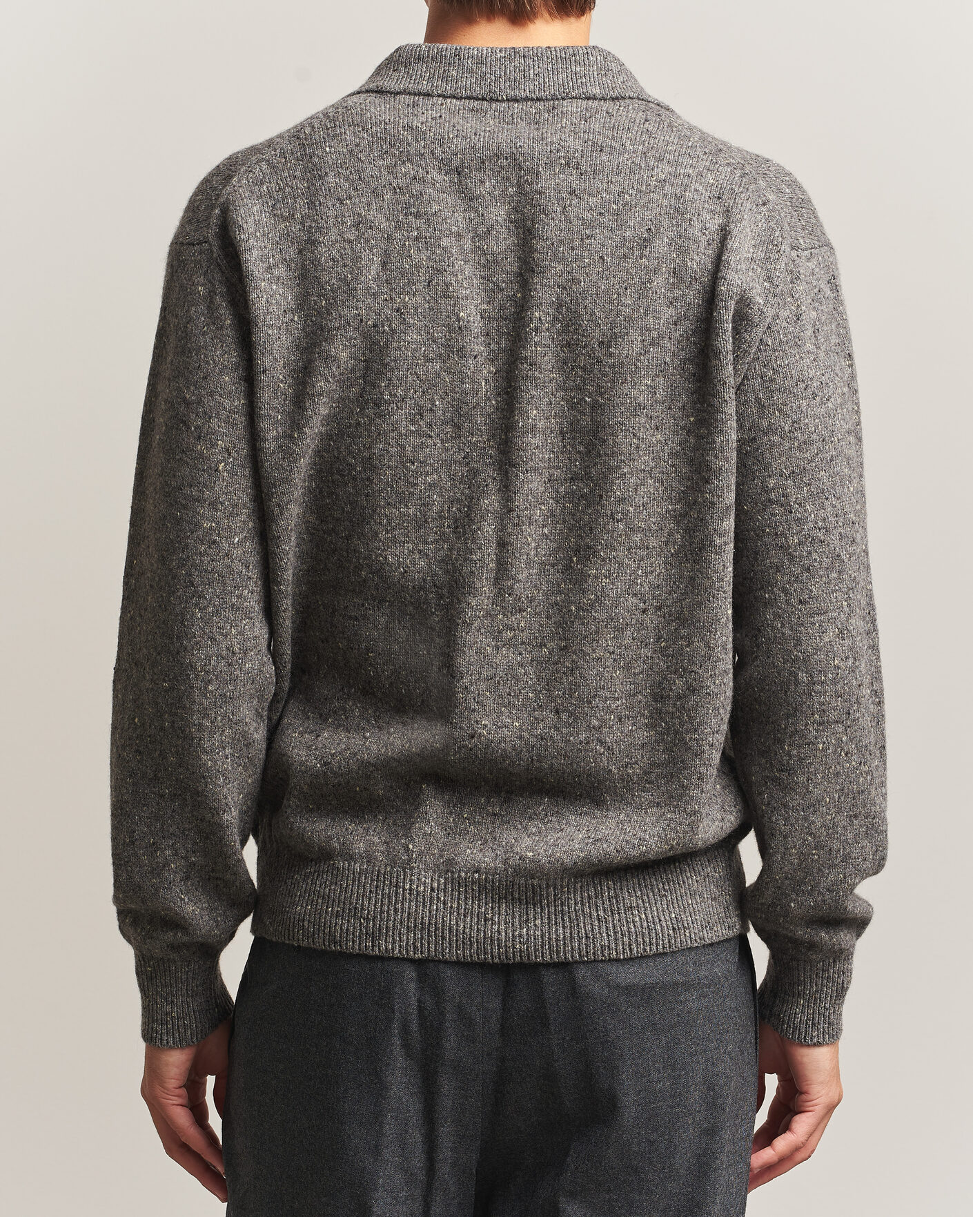 Hombres | Jerséis y prendas de punto | Auralee | Cashmere Nep Knit Polo Mix Gray