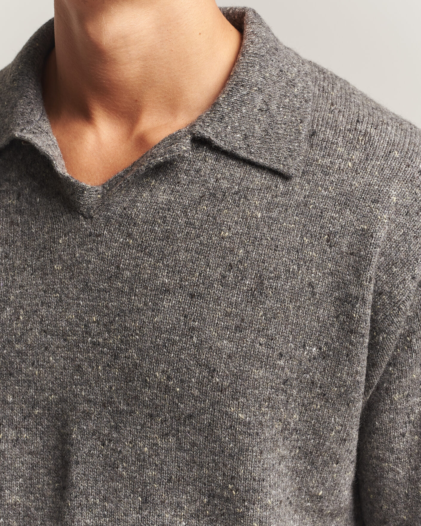 Hombres | Jerséis y prendas de punto | Auralee | Cashmere Nep Knit Polo Mix Gray