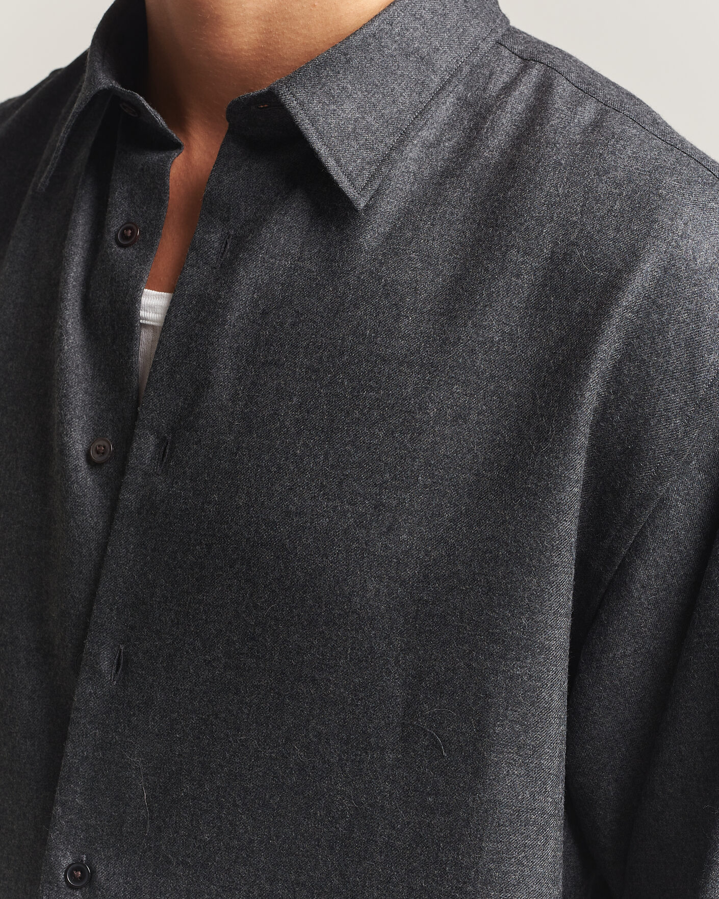 Hombres | Camisas | Auralee | Super Light Wool Shirt Charcoal