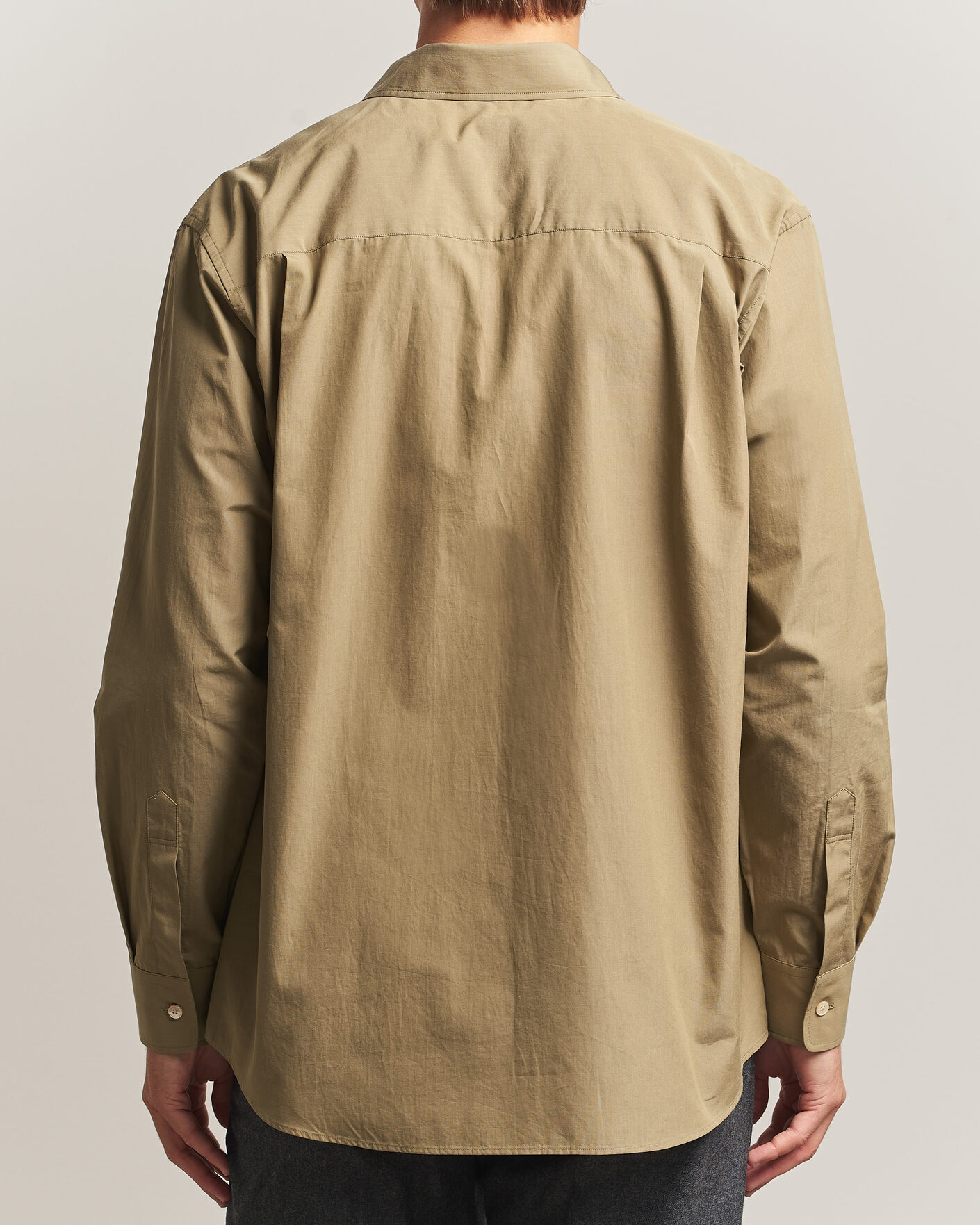 Hombres | Camisas | Auralee | Finx Light Weather Chambray Shirt Olive Brown