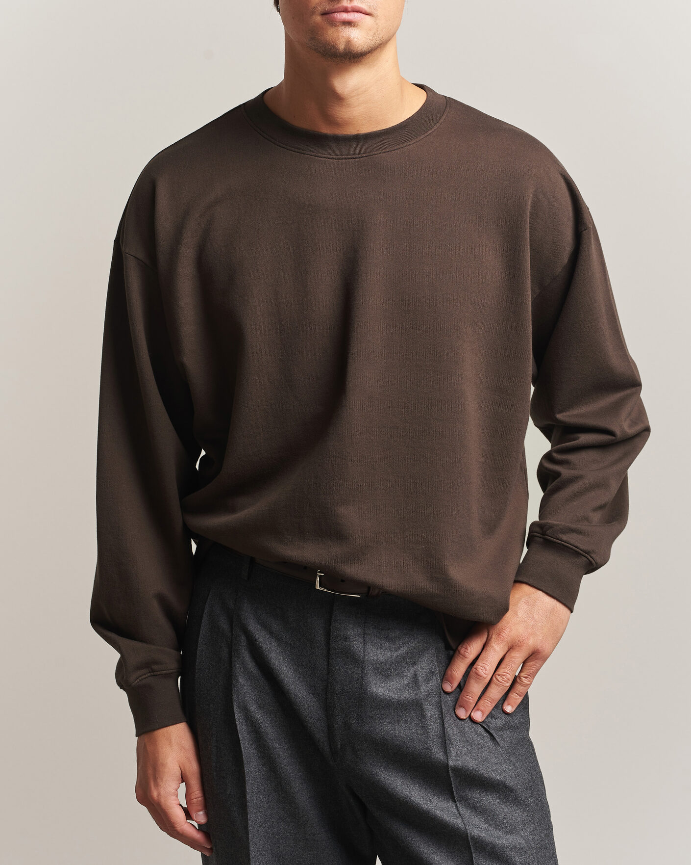 Hombres | Jerséis y prendas de punto | Auralee | Super High Gauge Sweat Pullover Dark Brown