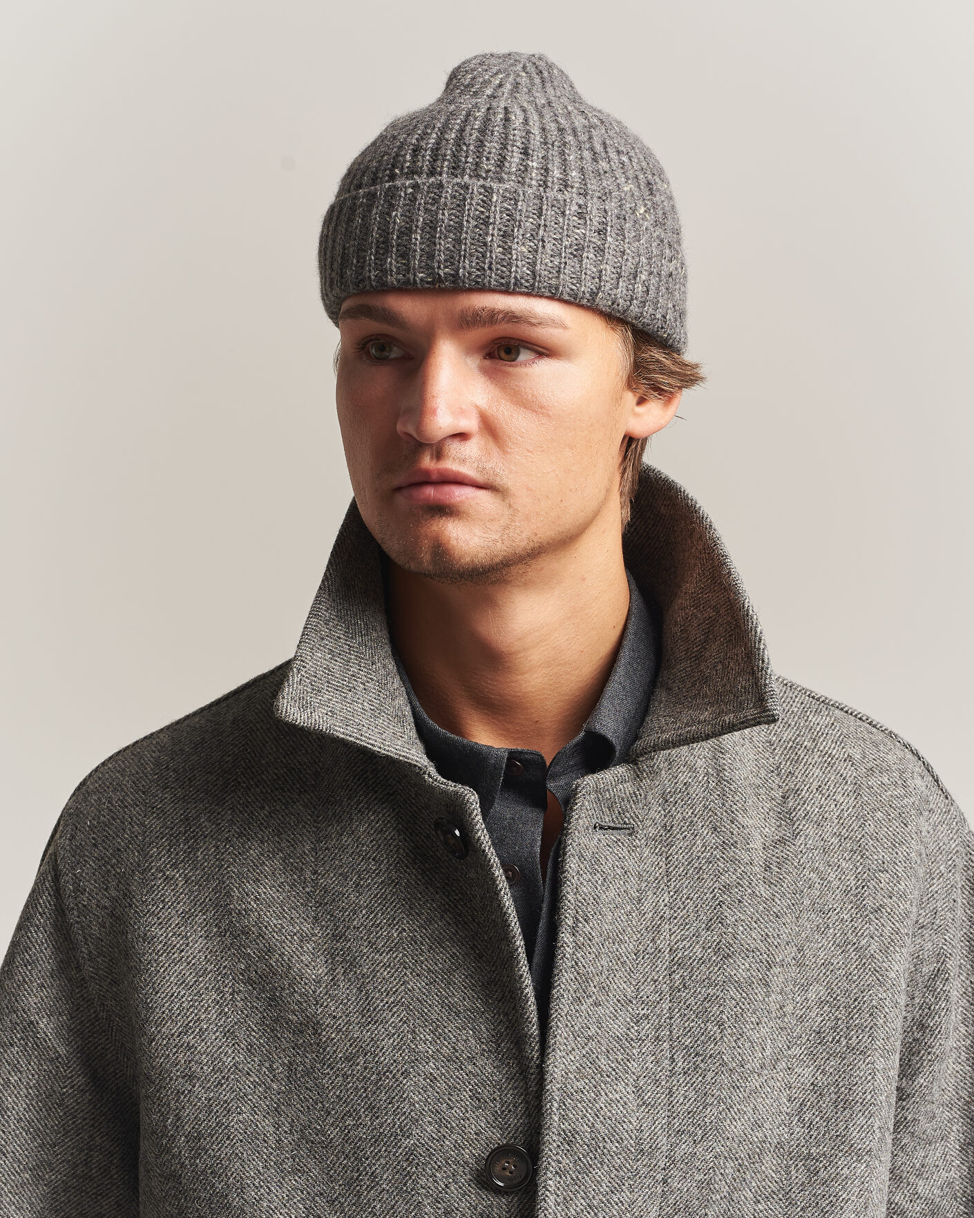 Hombres | Gorros | Auralee | Cashmere Nep Knit Cap Mix Gray