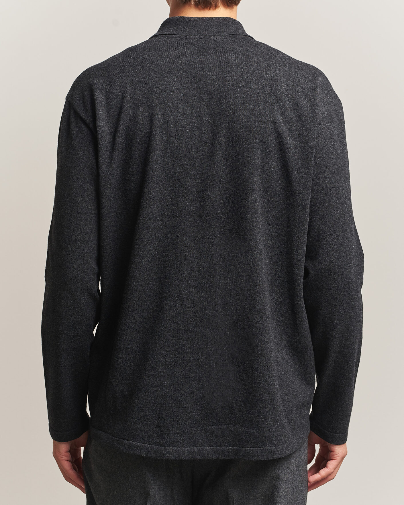Hombres | Jerséis y prendas de punto | Auralee | High Twist Wool Knit Shirt Cardigan Charcoal