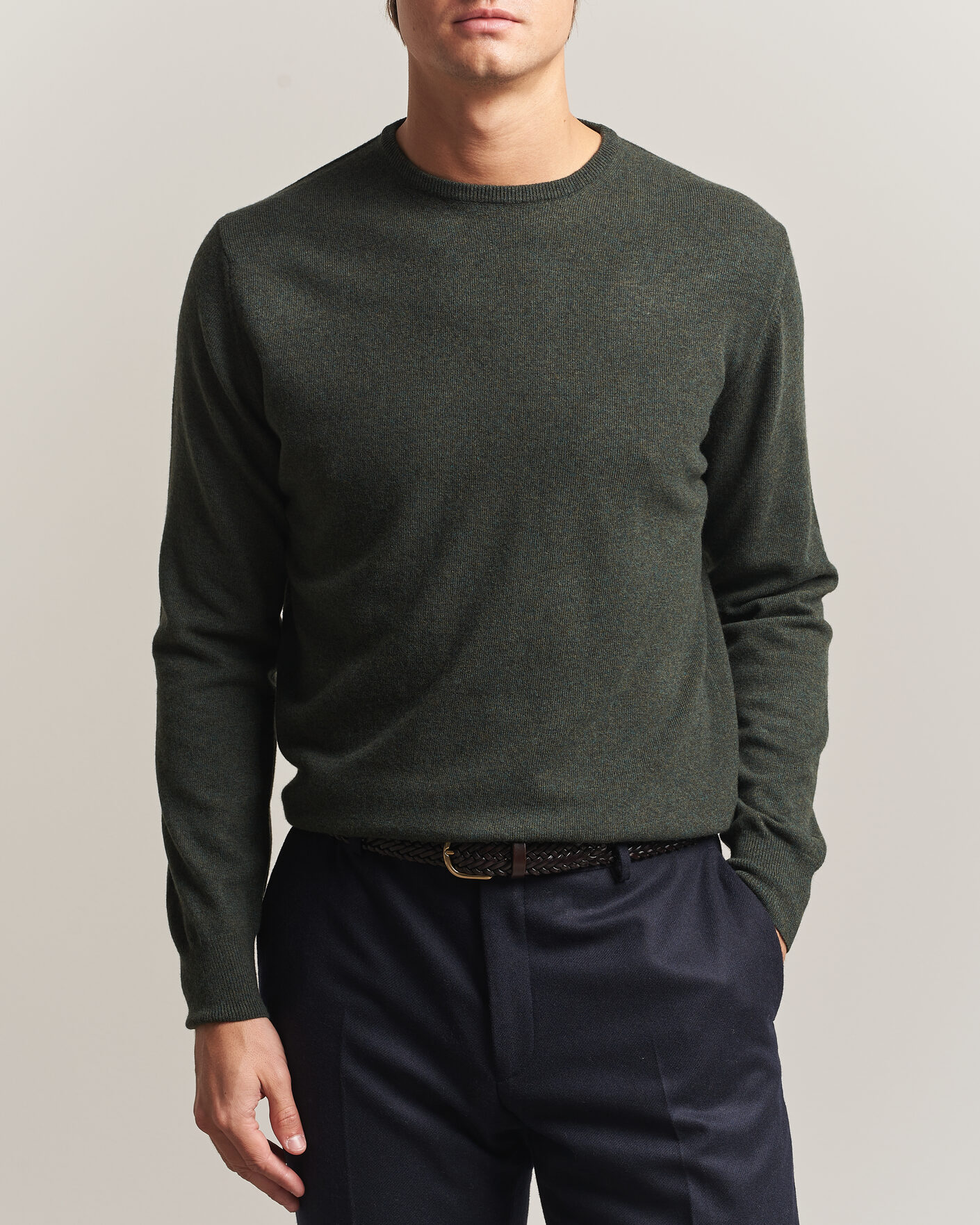 Hombres | Jerséis y prendas de punto | Morgano | Wool/Cashmere Crewneck Dark Green