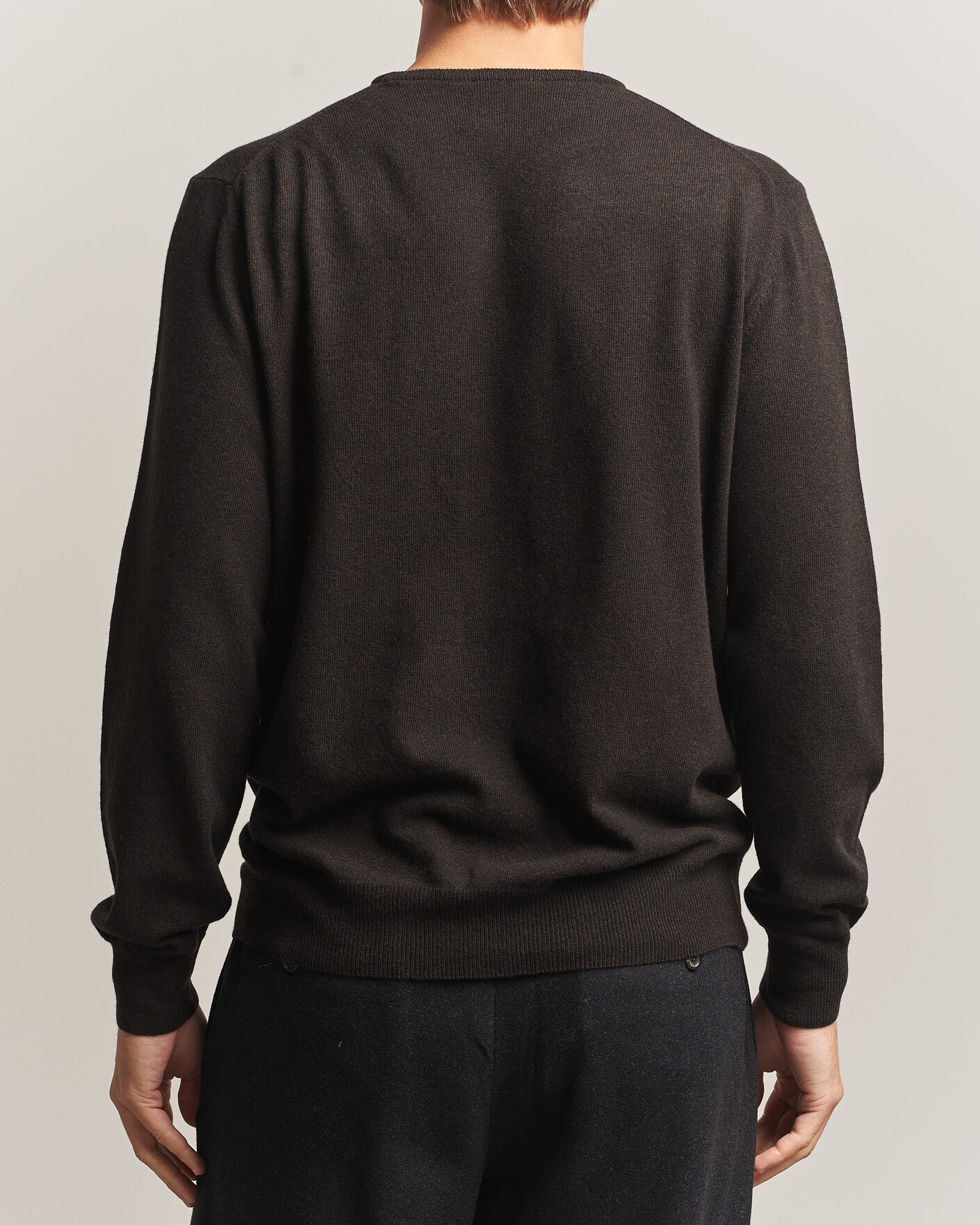 Hombres | Jerséis y prendas de punto | Morgano | Wool/Cashmere Crewneck Dark Brown
