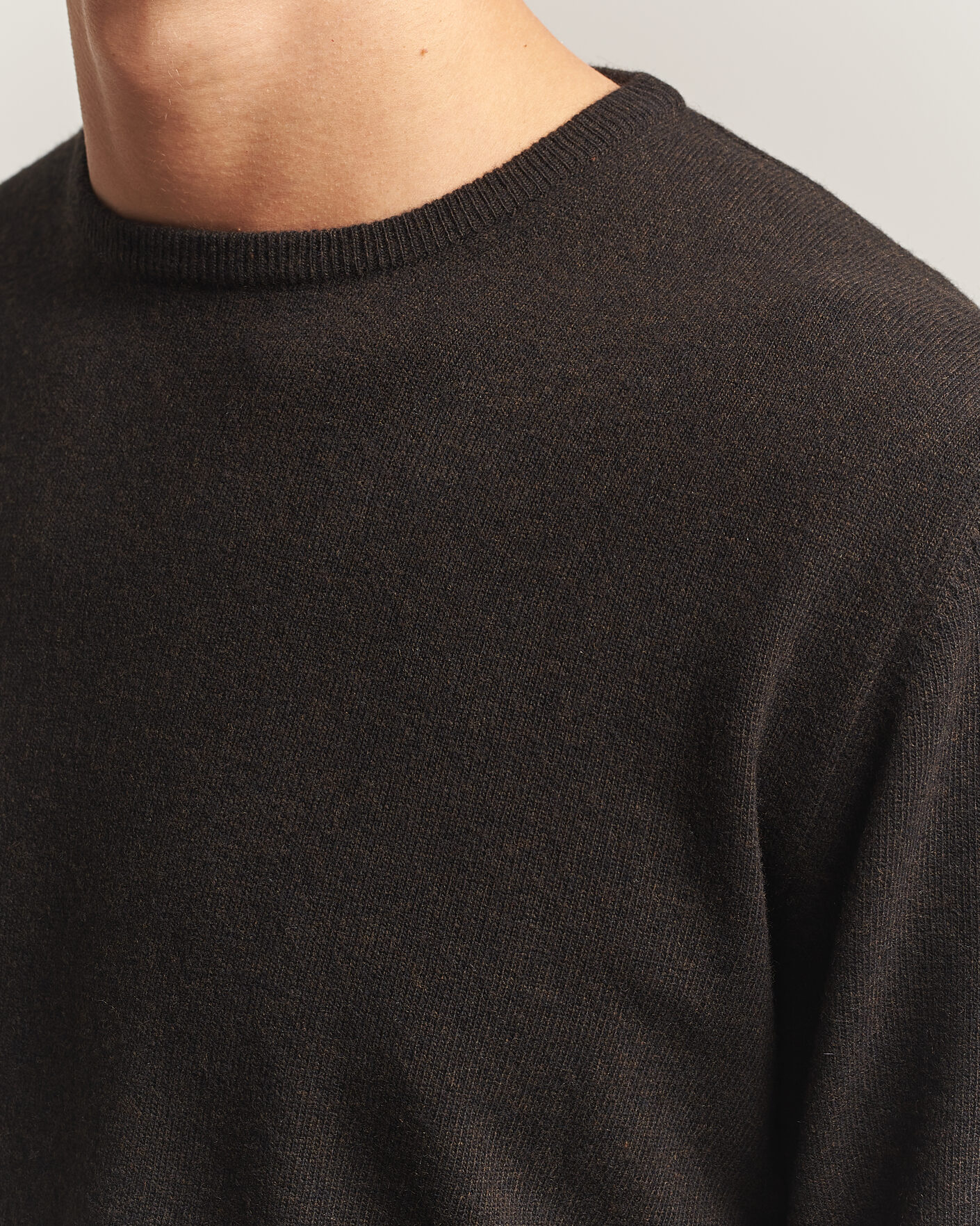 Hombres | Jerséis y prendas de punto | Morgano | Wool/Cashmere Crewneck Dark Brown