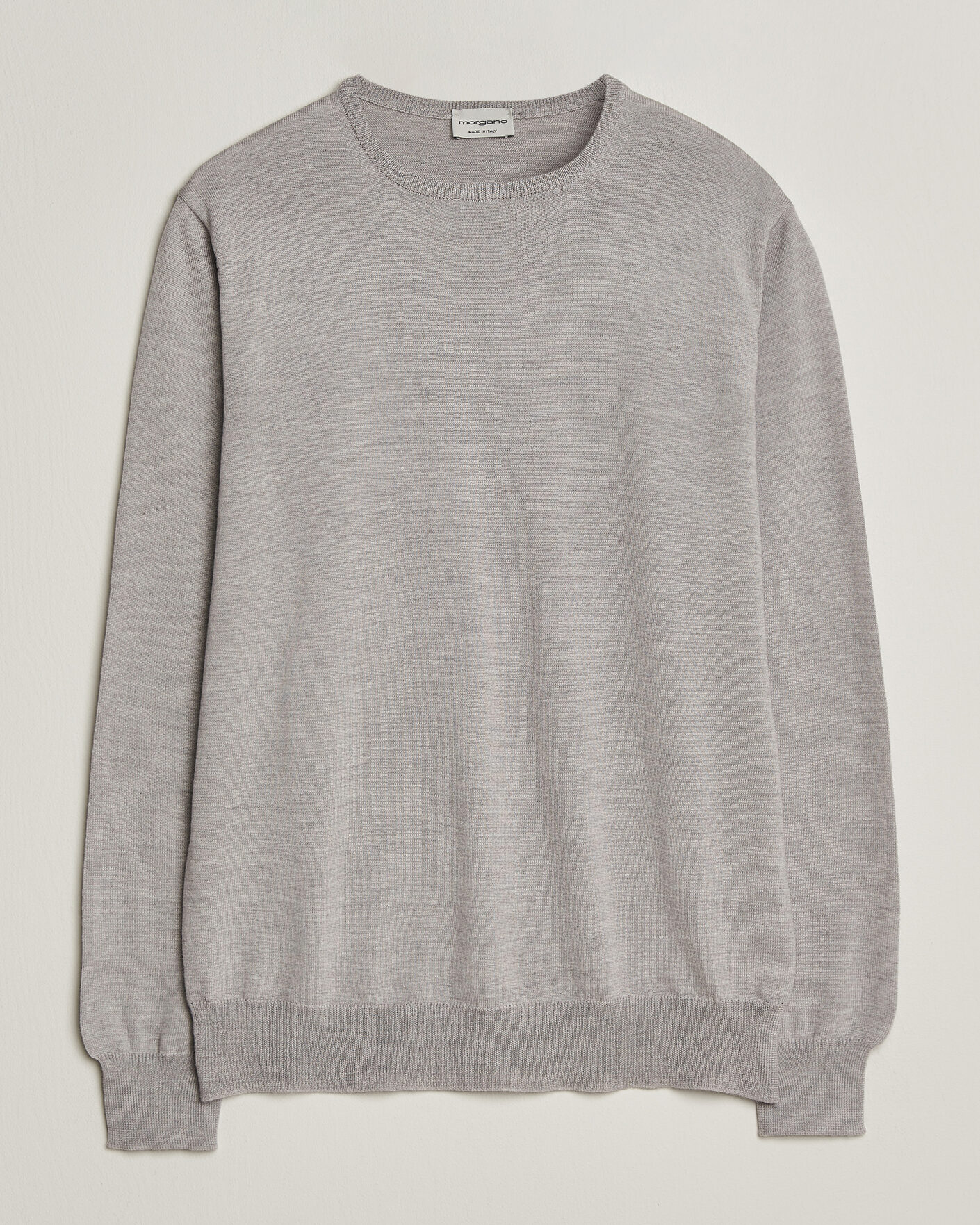 Hombres | Jerséis y prendas de punto | Morgano | Extra Fine Merino Wool Crewneck Light Grey