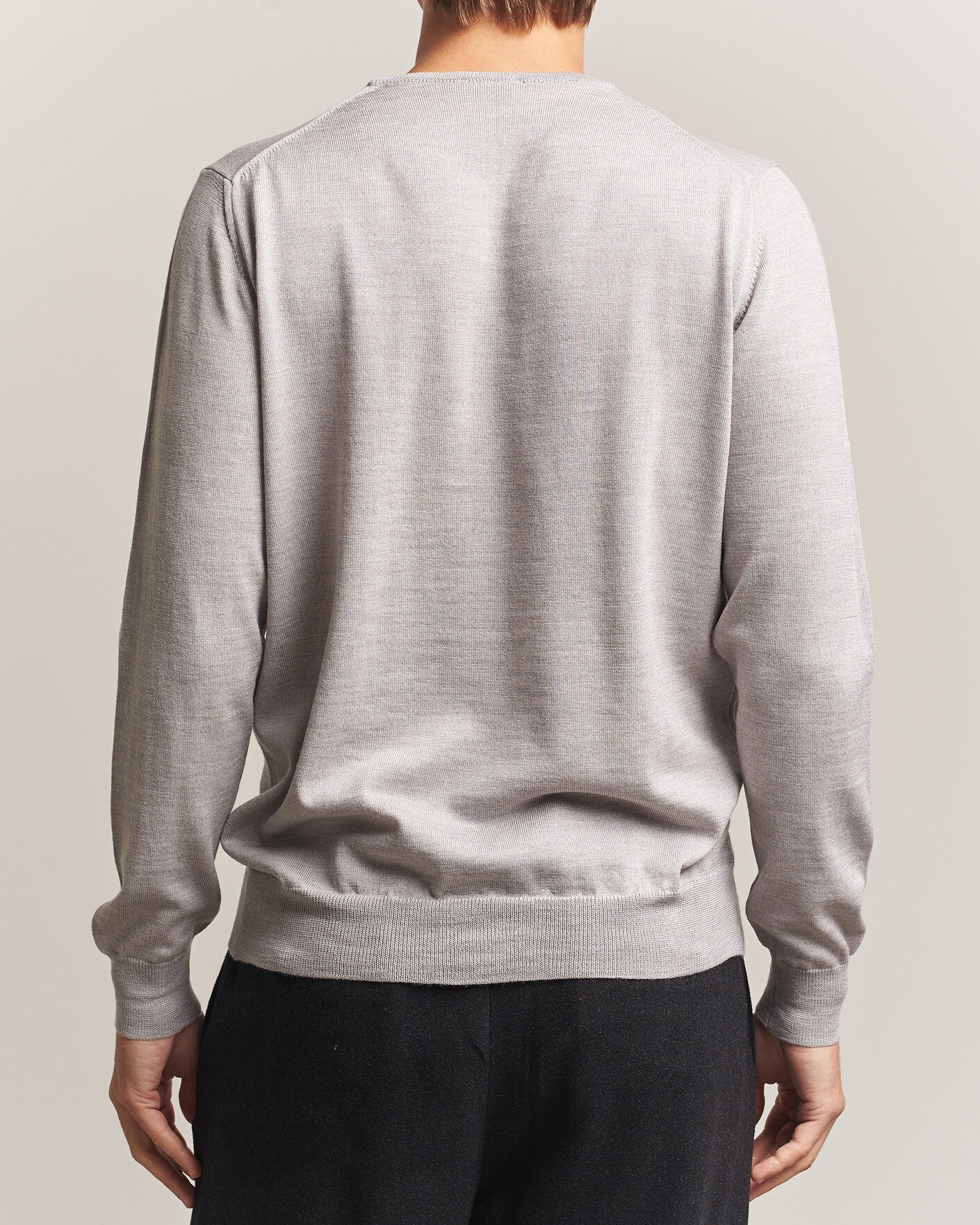 Hombres | Jerséis y prendas de punto | Morgano | Extra Fine Merino Wool Crewneck Light Grey