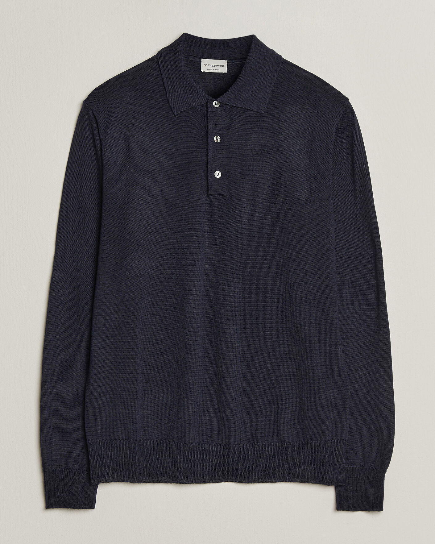 Hombres | Jerséis y prendas de punto | Morgano | Extra Fine Merino Wool Polo Navy