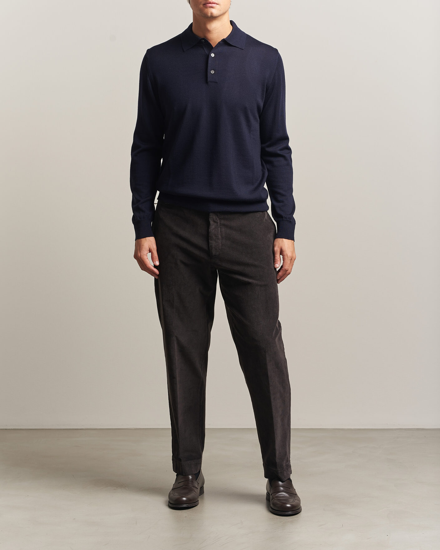 Hombres | Jerséis y prendas de punto | Morgano | Extra Fine Merino Wool Polo Navy