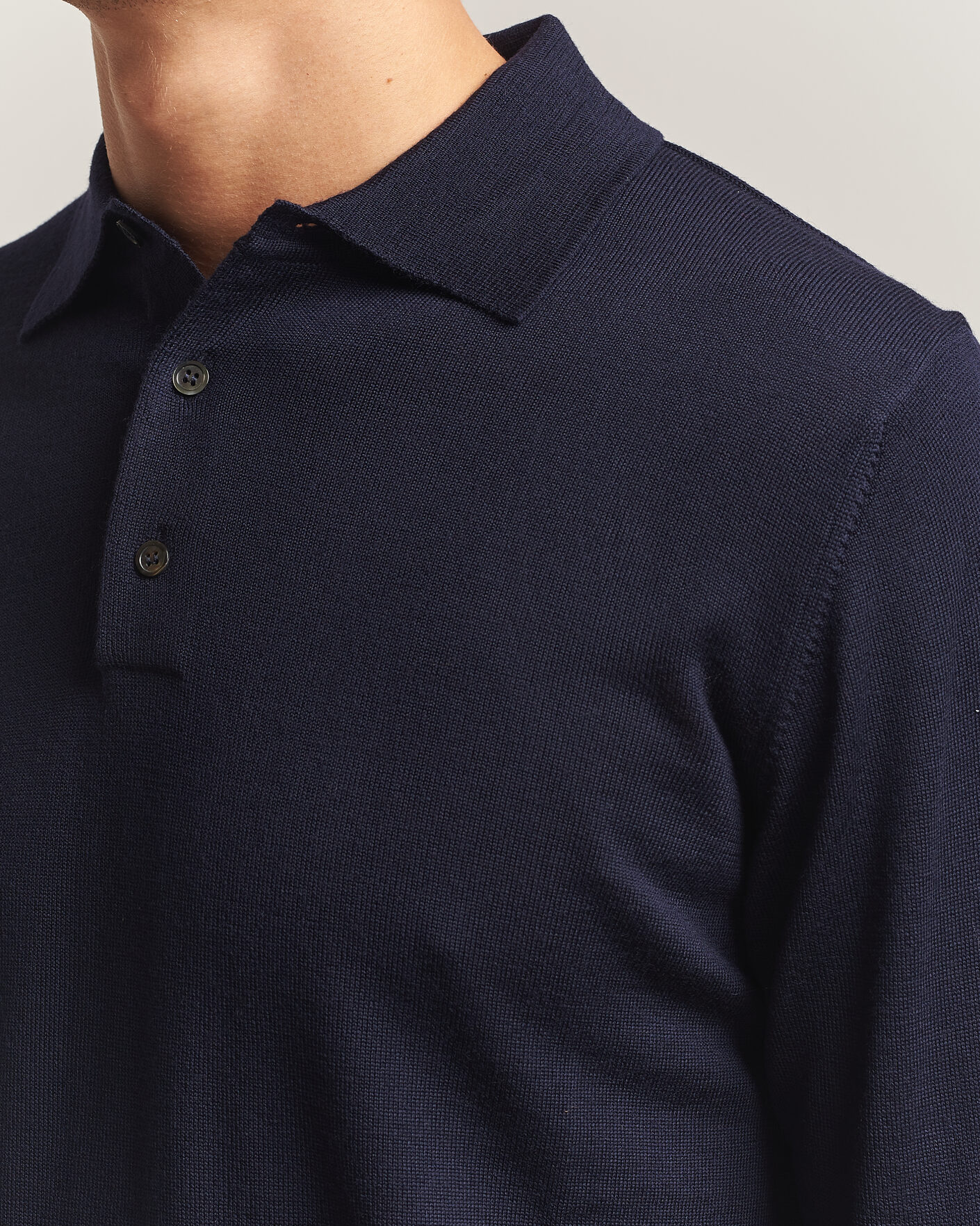 Hombres | Jerséis y prendas de punto | Morgano | Extra Fine Merino Wool Polo Navy